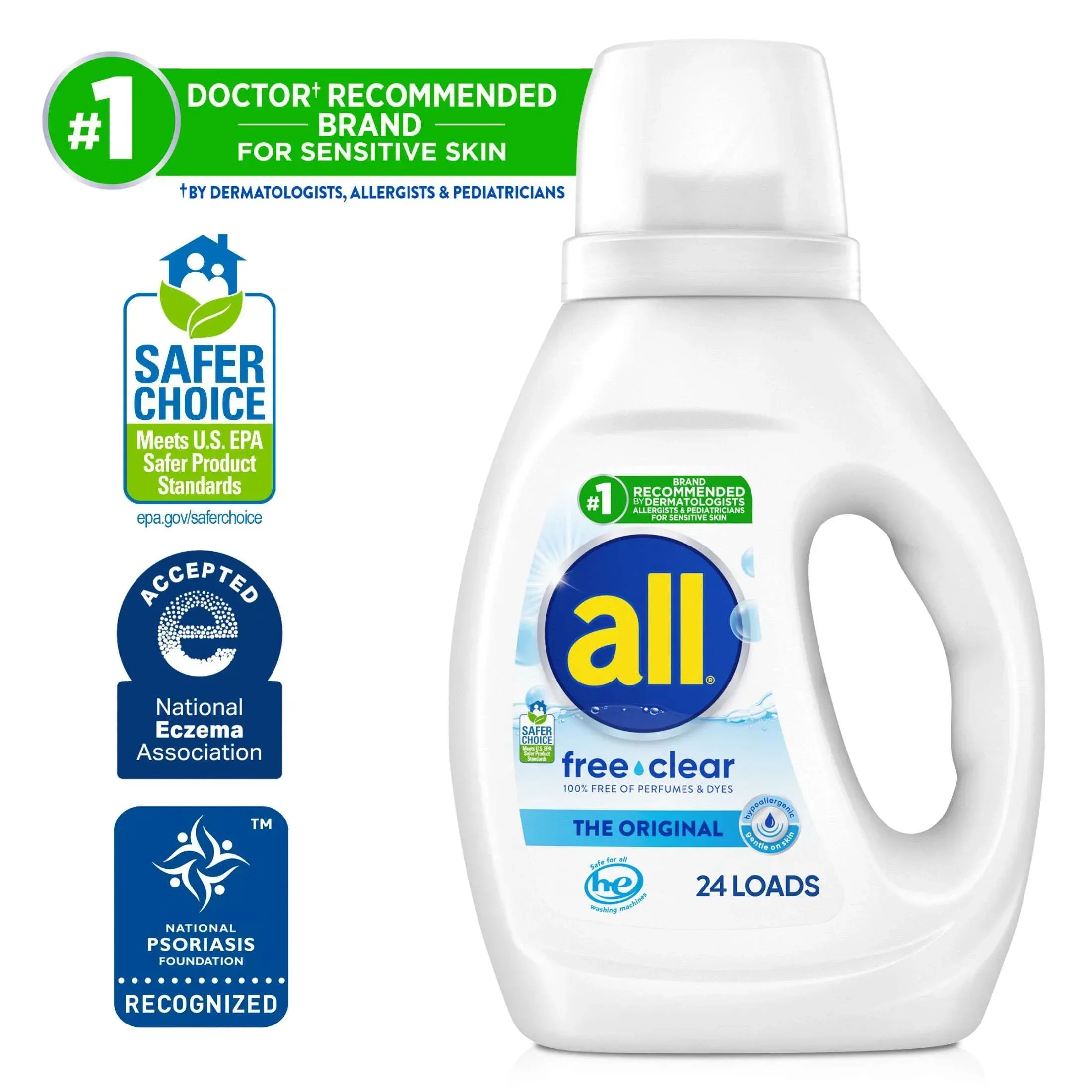 all Free Clear Liquid Laundry Detergent, 30 oz, 24 Loads - Image 7