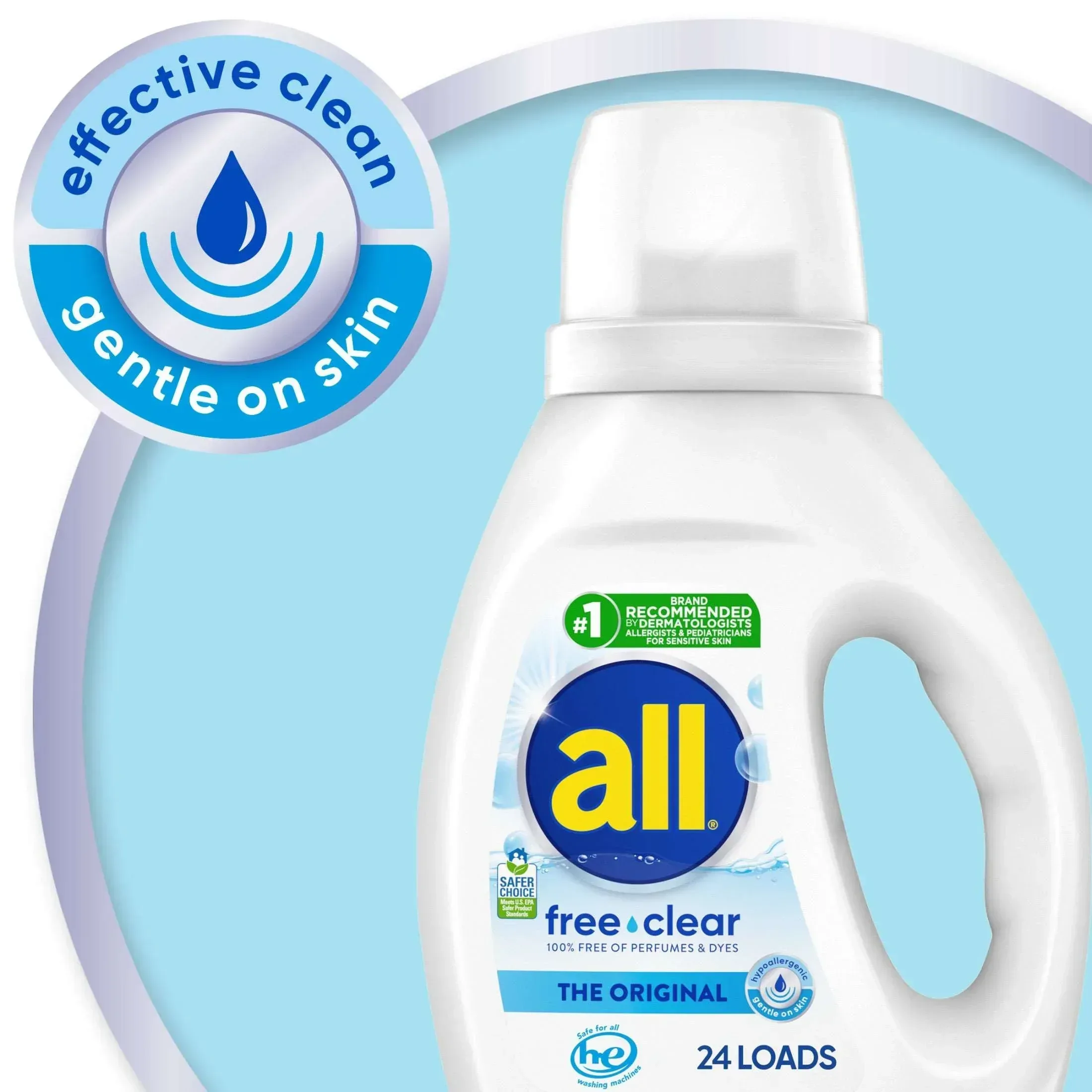 all Free Clear Liquid Laundry Detergent, 30 oz, 24 Loads - Image 9