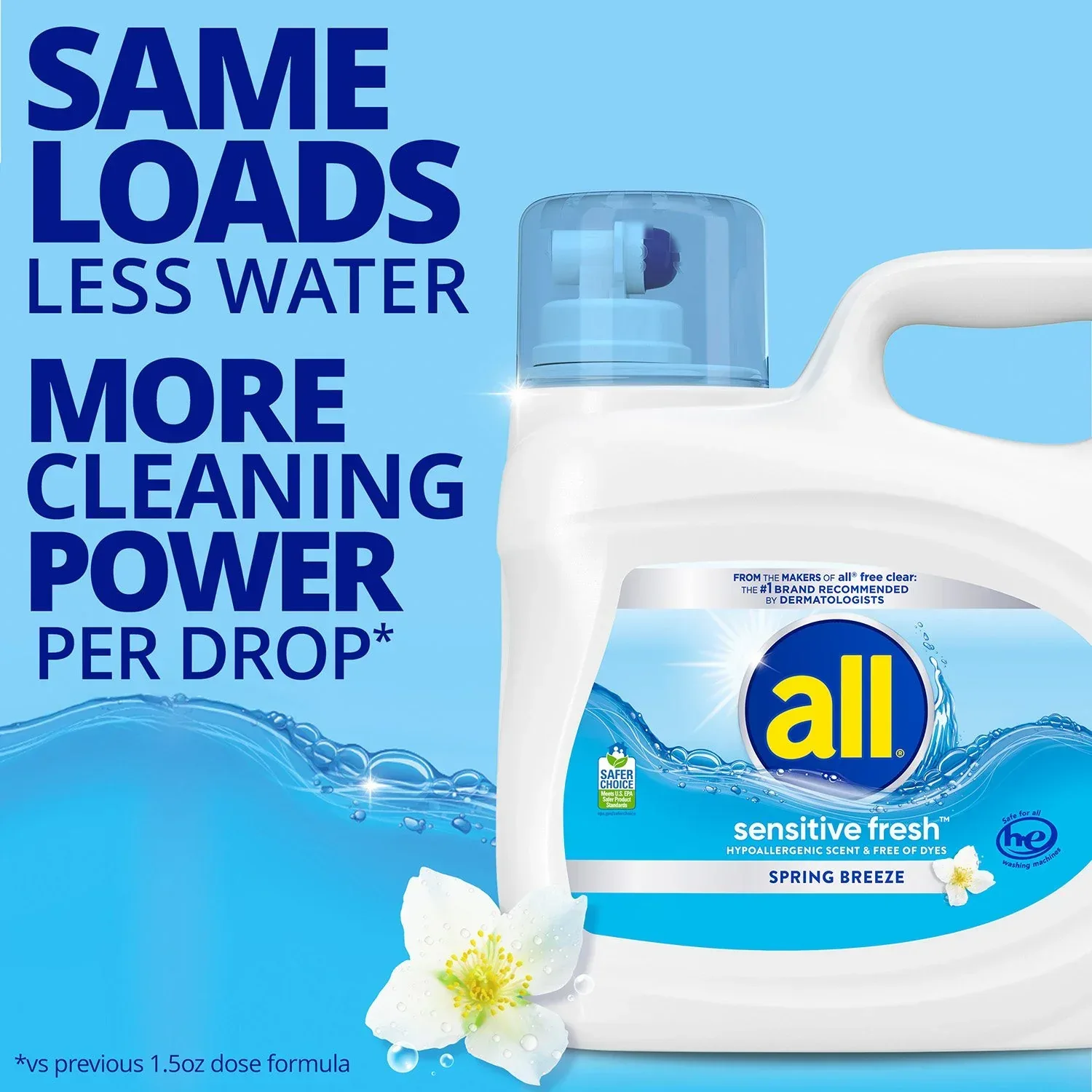 all Liquid Laundry Detergent Sensitive Fresh, Spring Breeze, 166 loads, 250 oz. - Image 4