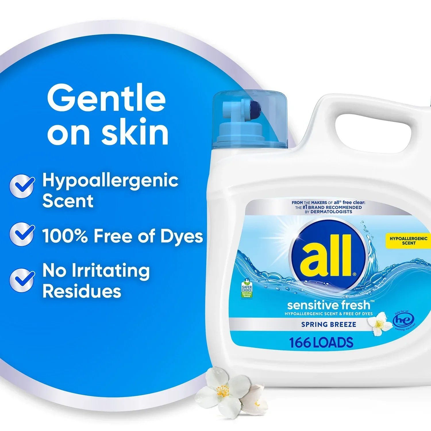 all Liquid Laundry Detergent Sensitive Fresh, Spring Breeze, 166 loads, 250 oz. - Image 5