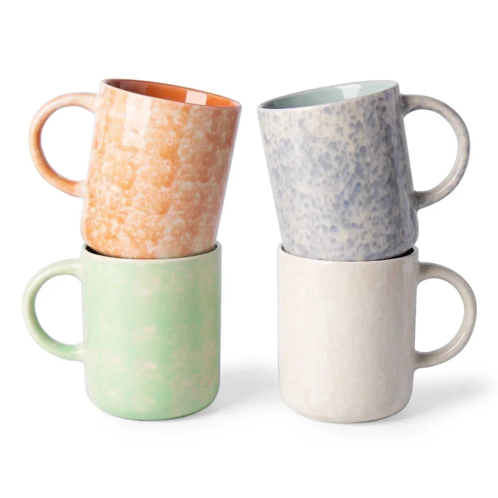 AlOFMO 17oz Ceramic Coffee Mugs Set of 4, Coffee Cups with Handles, Tea Cups, Cappuccino Cup, Latte Cup, Microwave Safe Mugs for Home Office