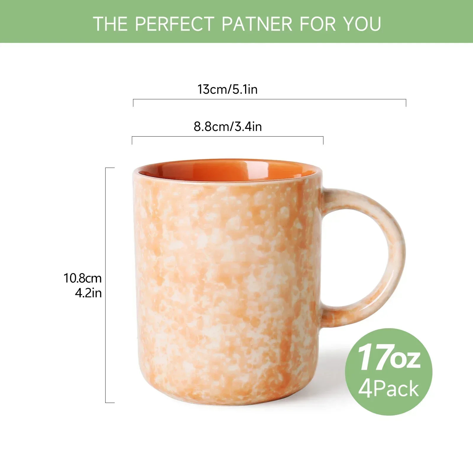 AlOFMO 17oz Ceramic Coffee Mugs Set of 4, Coffee Cups with Handles, Tea Cups, Cappuccino Cup, Latte Cup, Microwave Safe Mugs for Home Office - Image 6