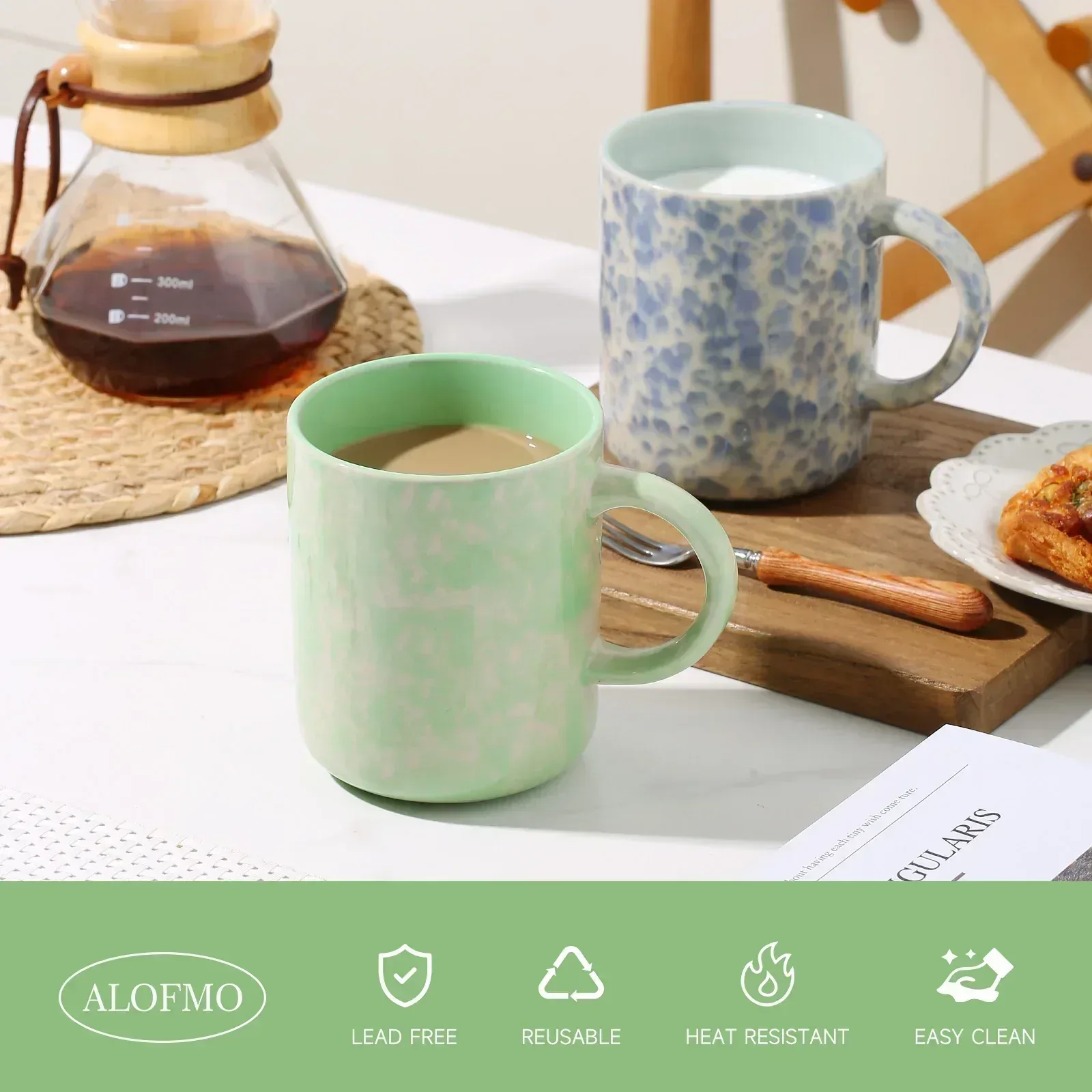 AlOFMO 17oz Ceramic Coffee Mugs Set of 4, Coffee Cups with Handles, Tea Cups, Cappuccino Cup, Latte Cup, Microwave Safe Mugs for Home Office - Image 7