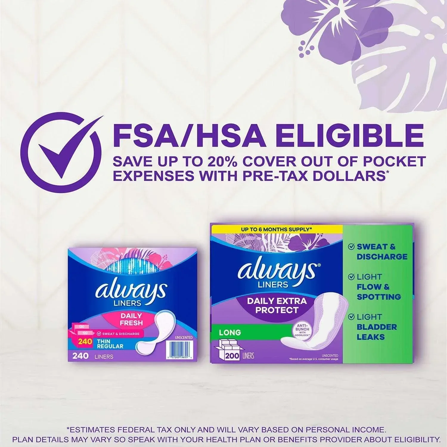 Always Anti-Bunch Xtra Protection Daily Liners, Unscented, Long, 200 ct. - Image 8