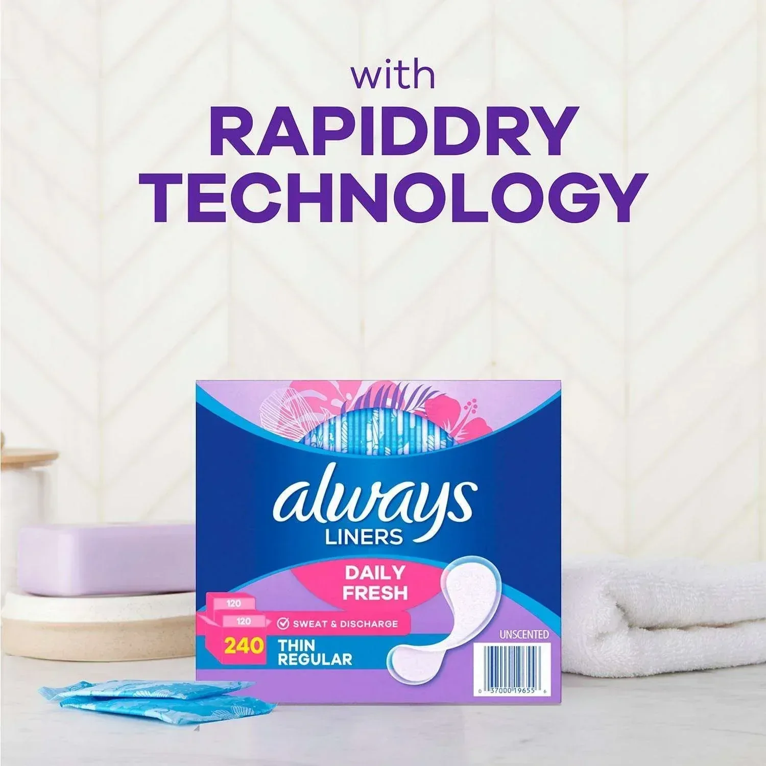 Always Daily Panty Liners, Unscented, 240 ct. - Image 4