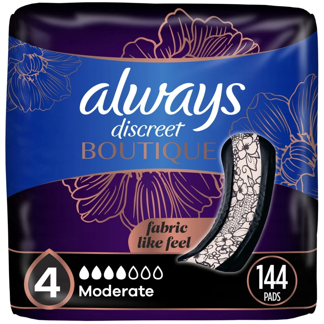 Always Discreet Boutique Incontinence Pads, Moderate Absorbency, Regular Length, 48 CT - Image 9