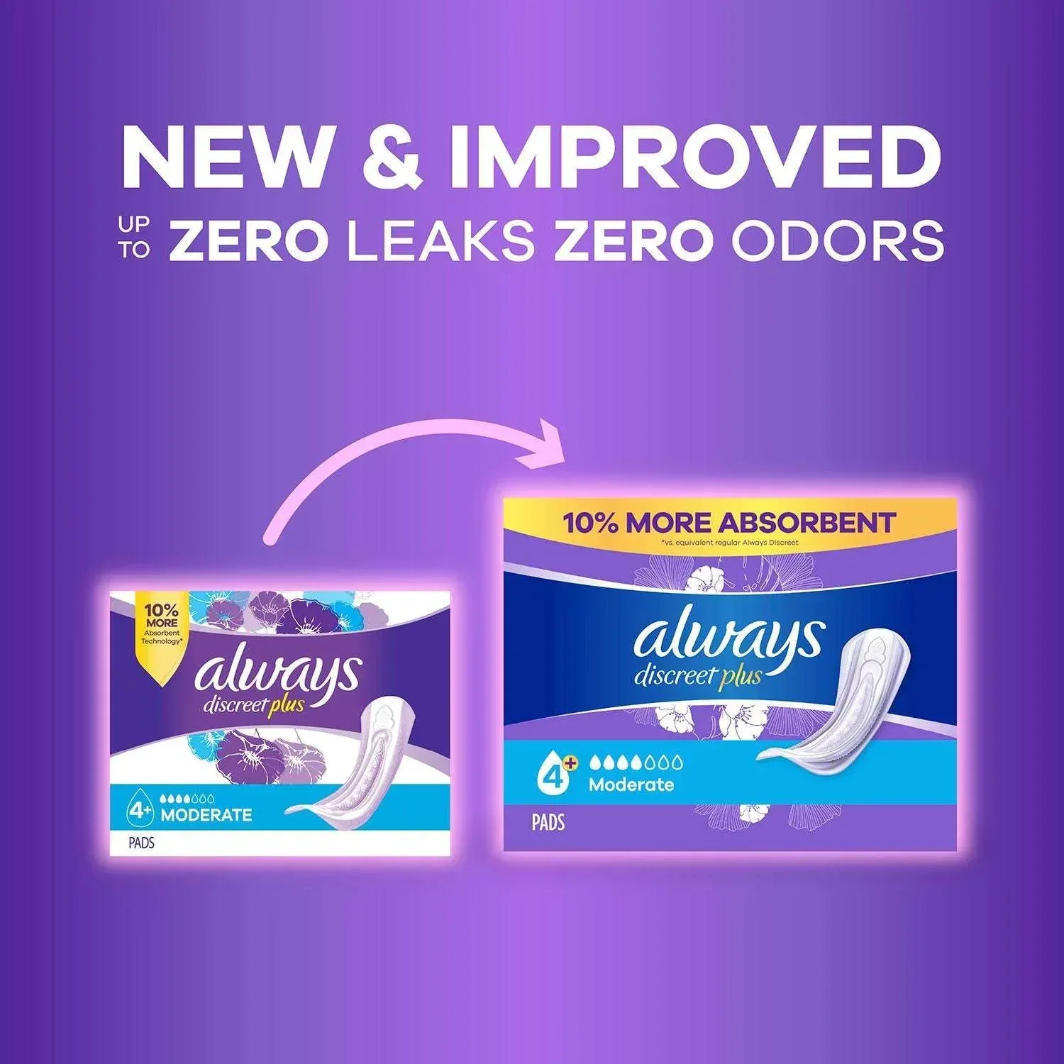 Always Discreet plus Incontinence Pads for Women, Moderate, 153 ct. - Image 2