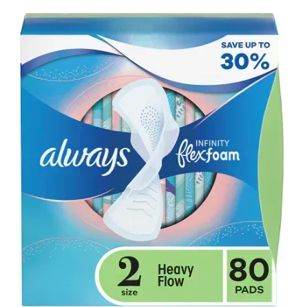 Always Infinity FlexFoam Size 2 Heavy Pads with Wings, 80 ct. - Unscented - Image 2