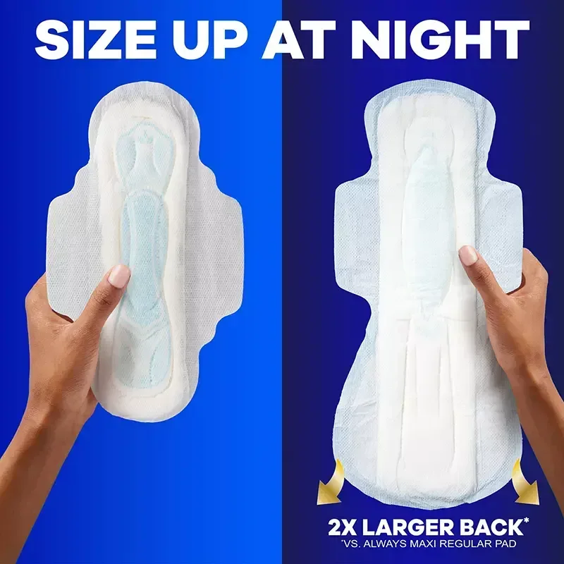 Always Maxi Feminine Pads with Wings for Women, Size 2, Long Super Absorbency, Unscented, 90 ct. - Image 5