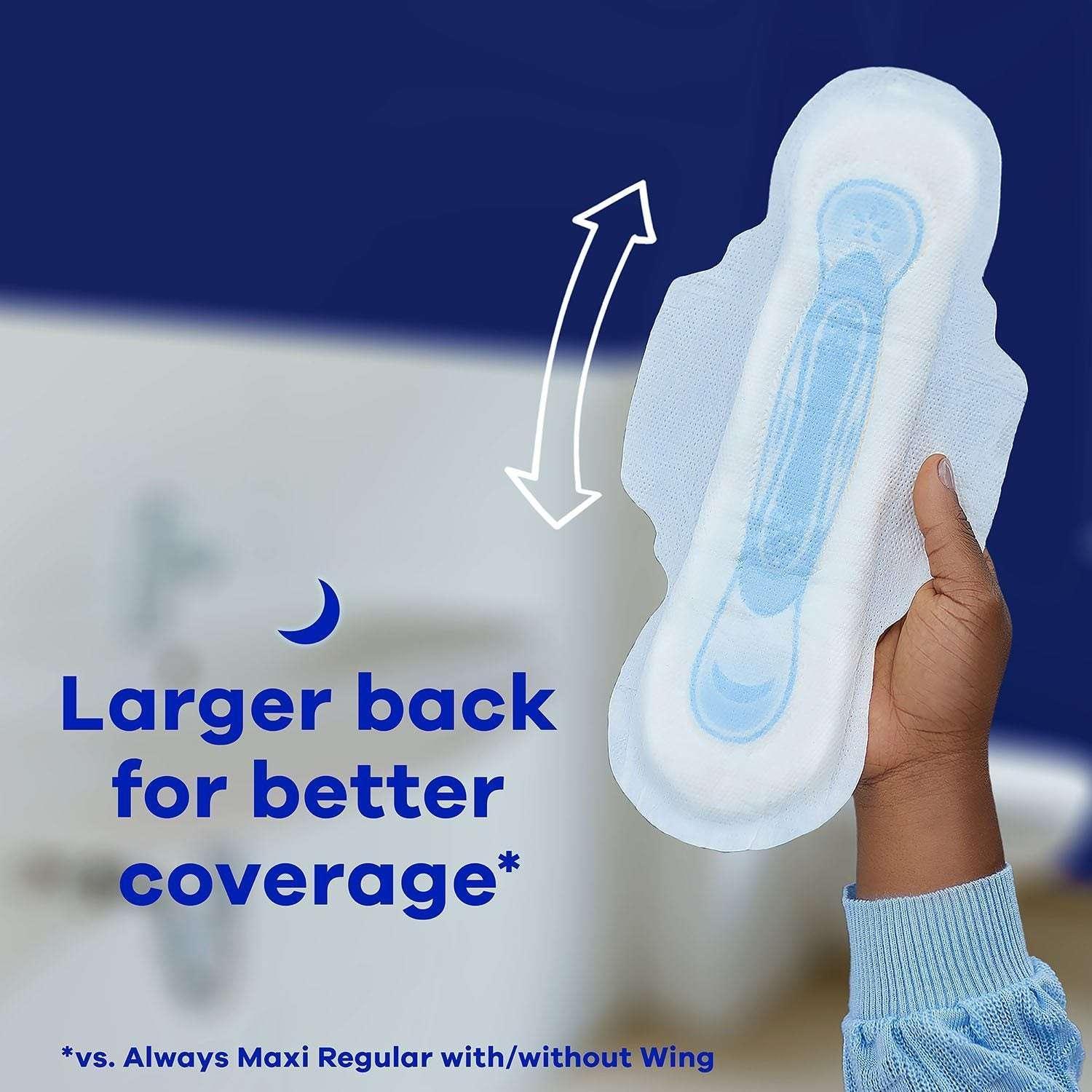Always Maxi Overnight Pads with Wings, Size 5, 66 ct. - Image 2