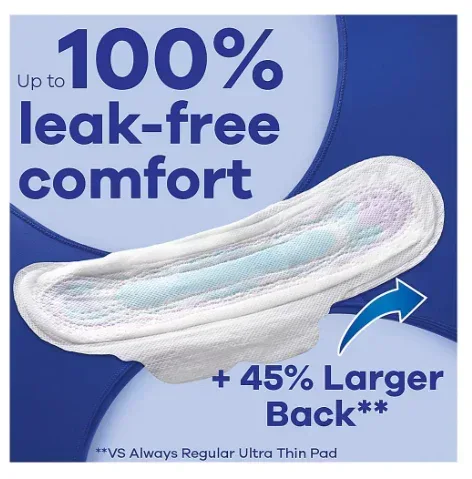 Always Ultra Thin Size 4 Overnight Pads with Flexi-Wings, 80 ct. - Unscented - Image 3