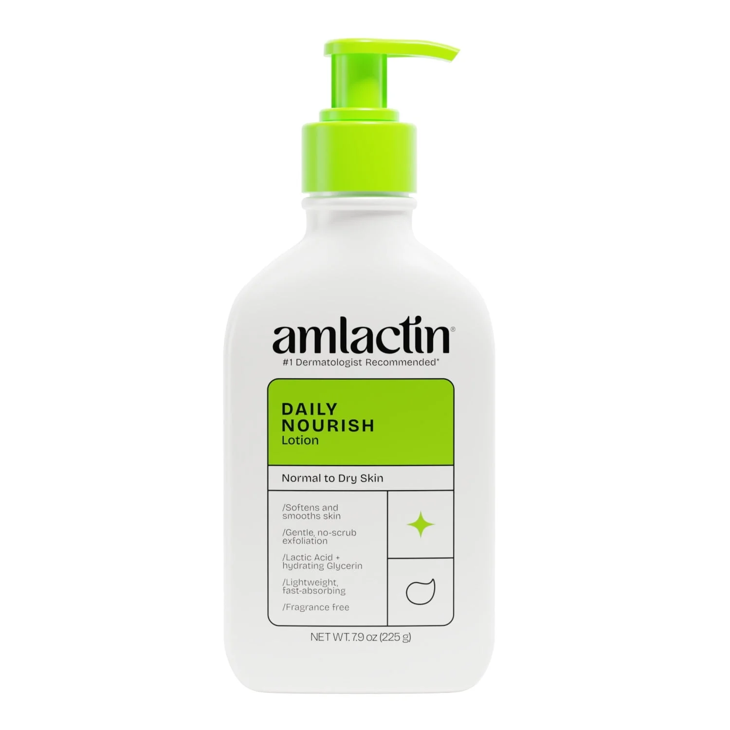 AmLactin Daily Nourish Body Lotion, 12% Lactic Acid for Dry Skin, Exfoliating, 7.9 oz