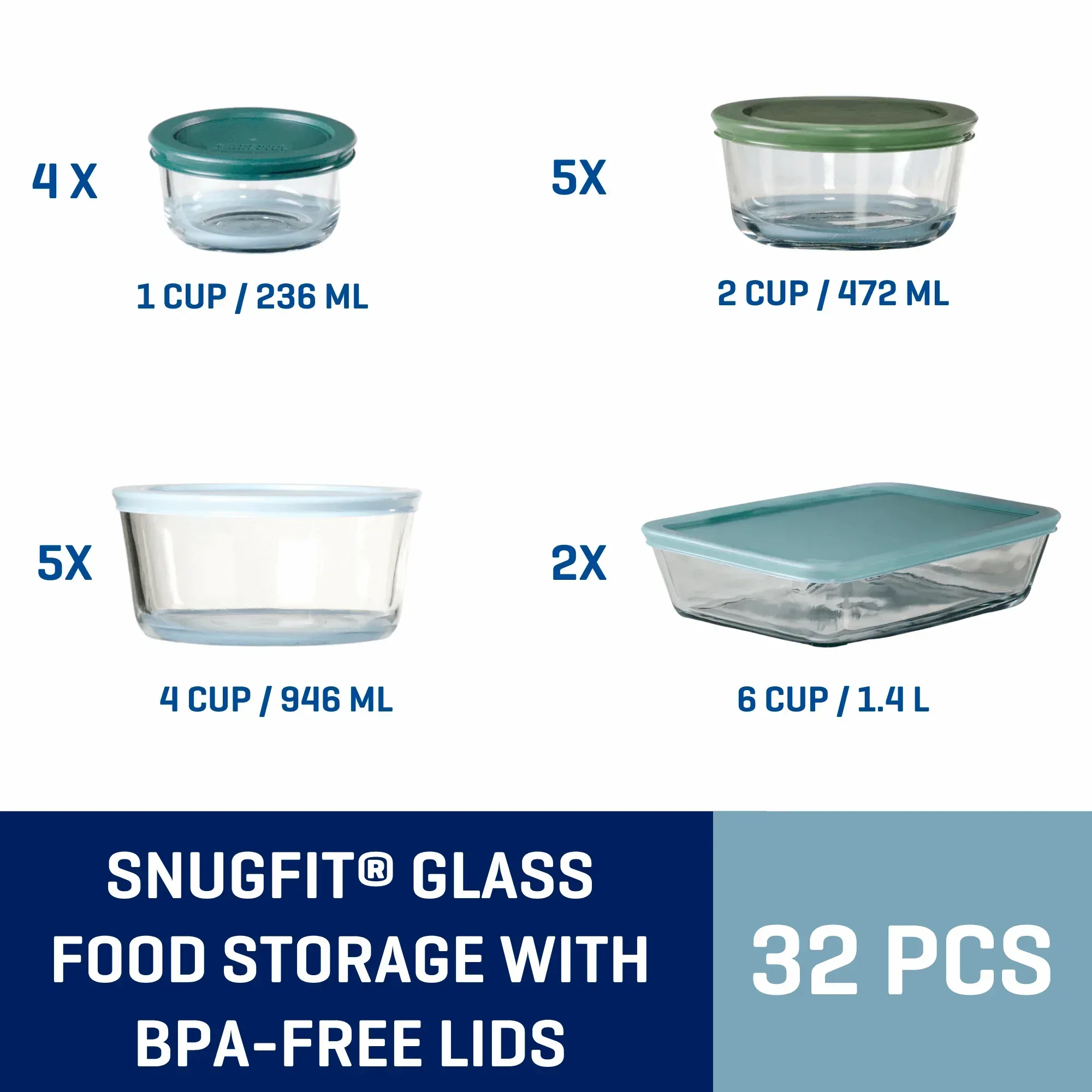 Anchor Hocking 32-Piece Glass Food Storage Containers with Colorful BPA-Free Lids - Image 2