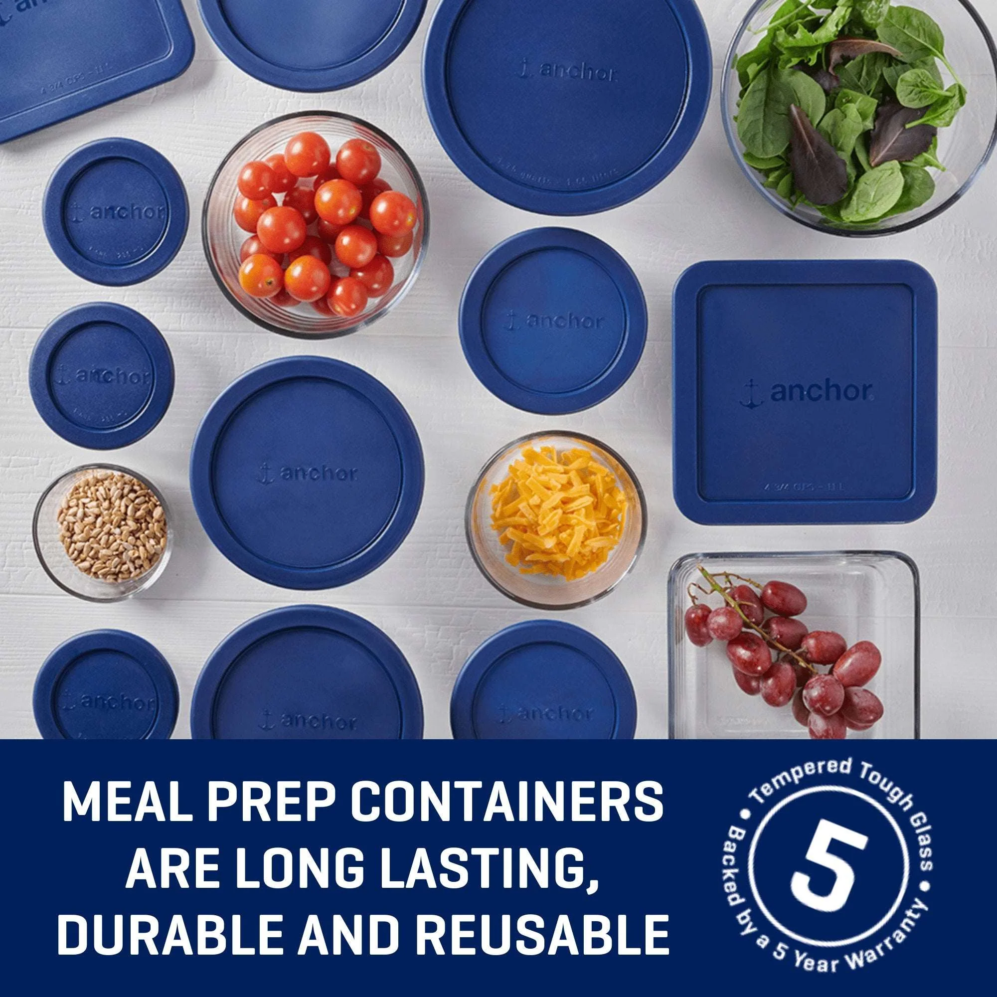 Anchor Hocking Glass Food Storage Containers with SnugFit Lids, 30 Piece Set - Image 2
