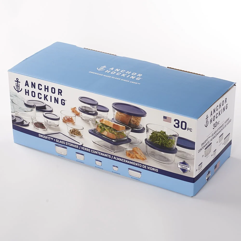 Anchor Hocking Glass Food Storage Containers with SnugFit Lids, 30 Piece Set - Image 4