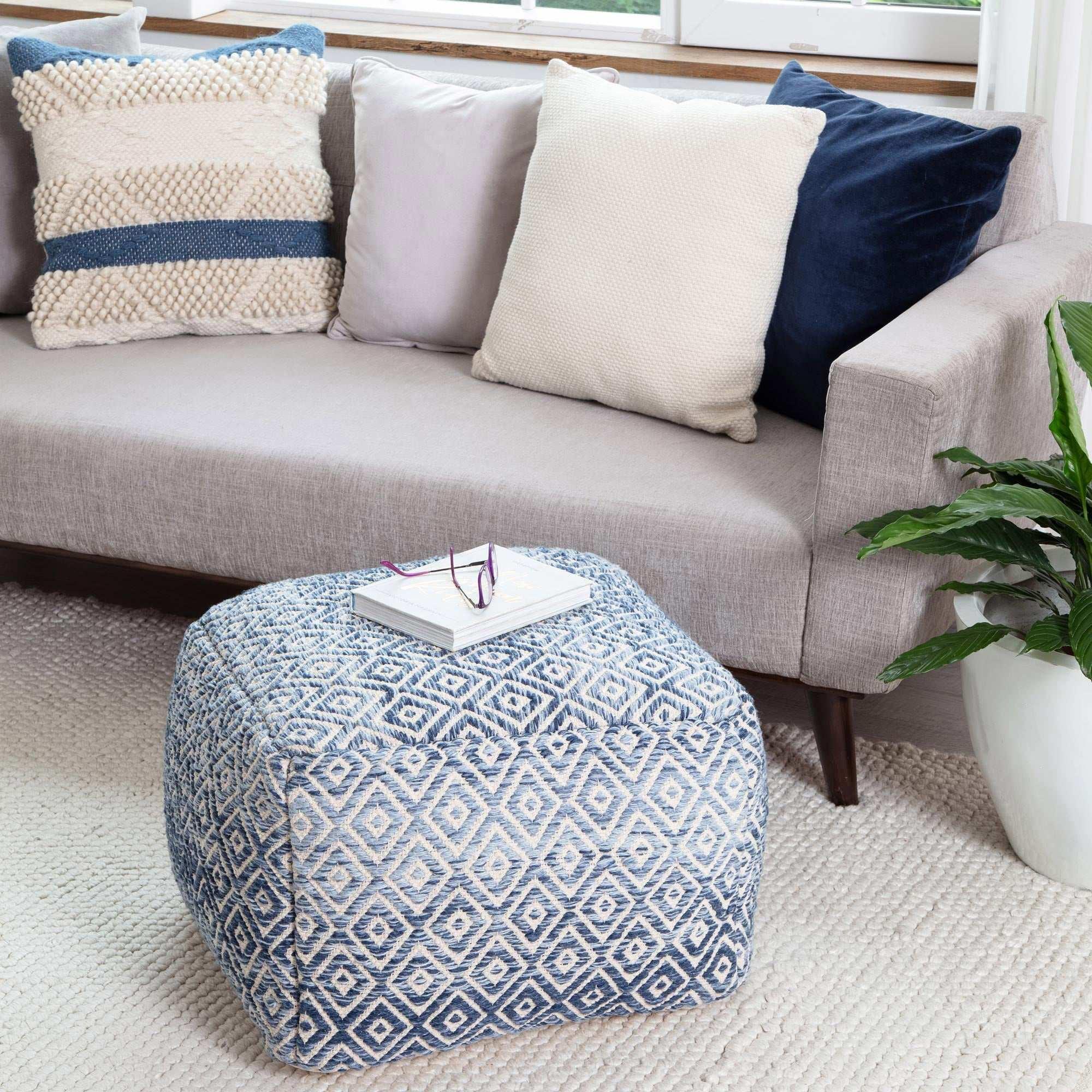Anji Mountain Woven Diamond Pouf - Image 4
