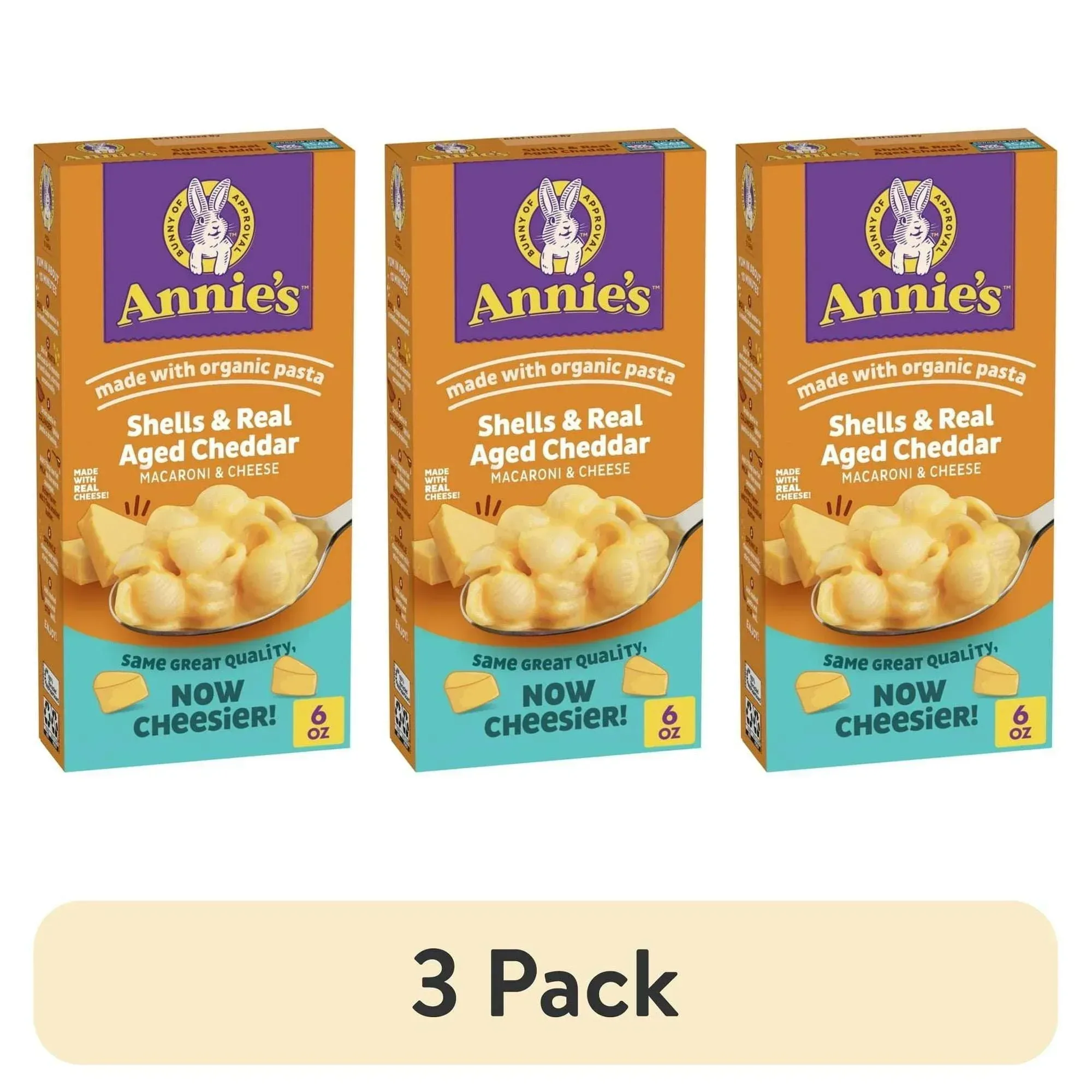 Annie's Shells and Real Aged Cheddar, Made with Organic Pasta and Real Cheese, 6 oz - Image 7