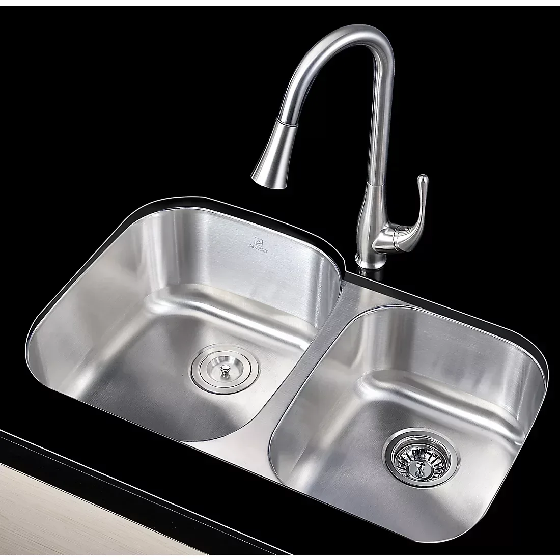 ANZZI Moore 32" x 20" Kitchen Sink - Brushed Silver - Image 4