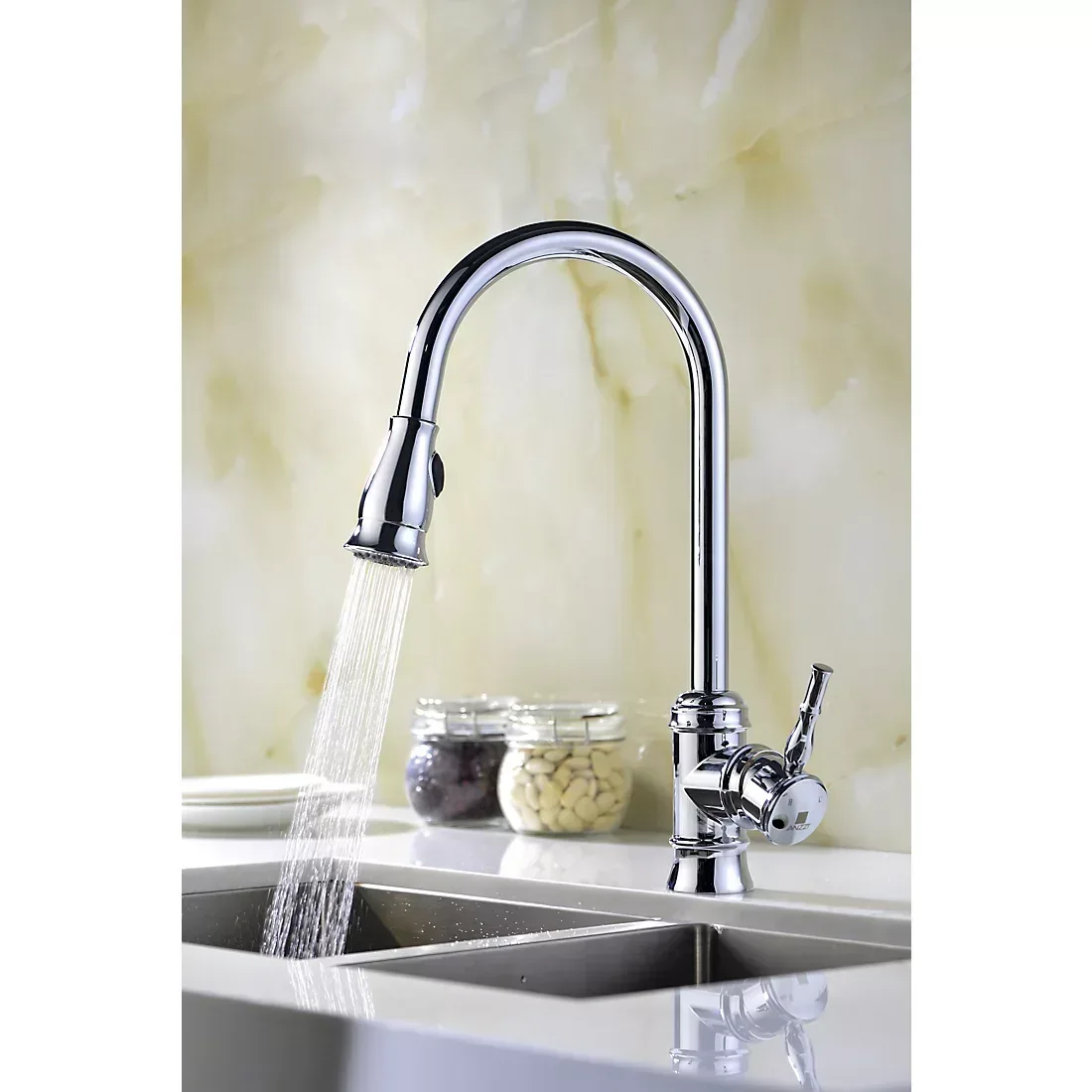 ANZZI Sails Pull-Down Single-Handle Kitchen Faucet - Chrome - Image 2