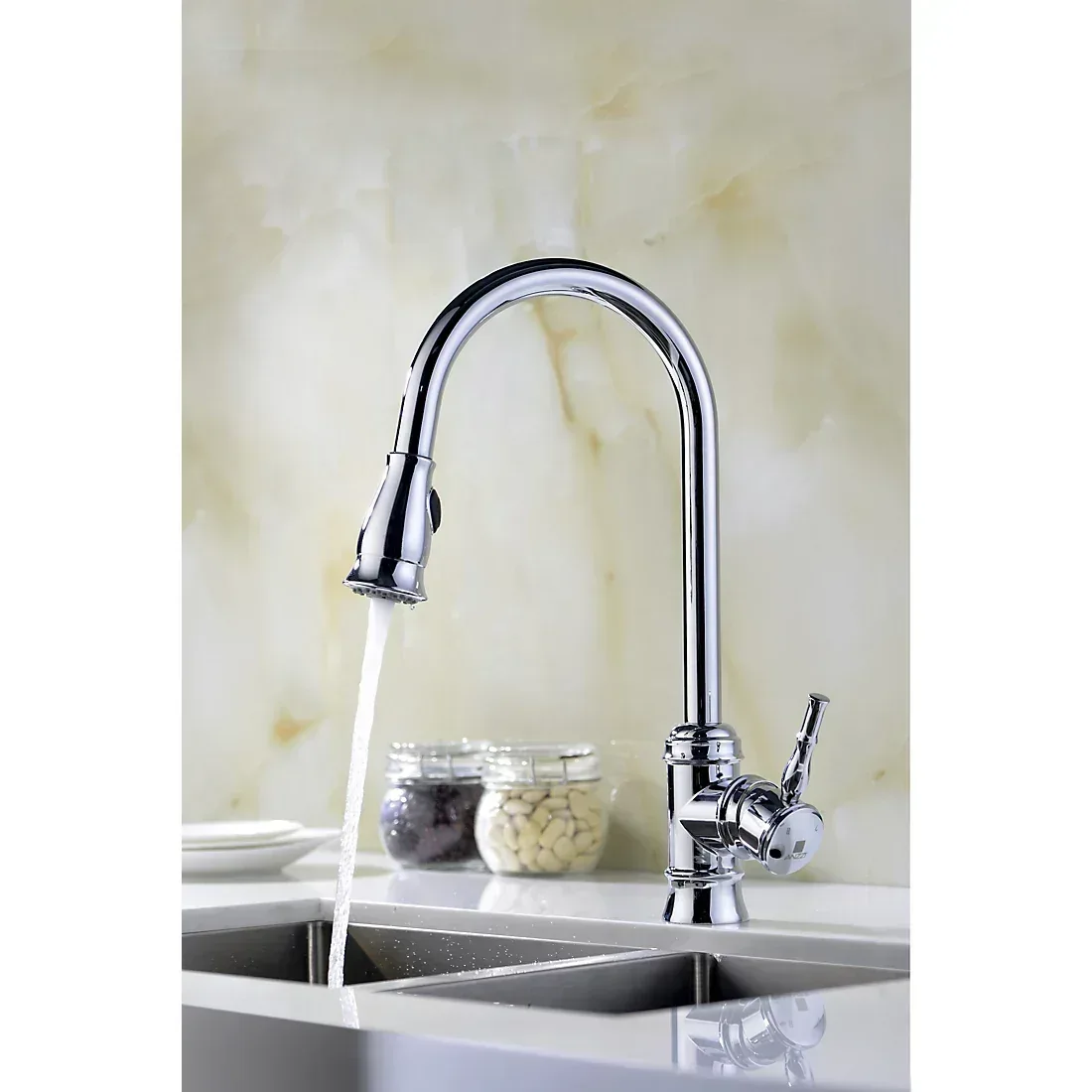 ANZZI Sails Pull-Down Single-Handle Kitchen Faucet - Chrome - Image 3