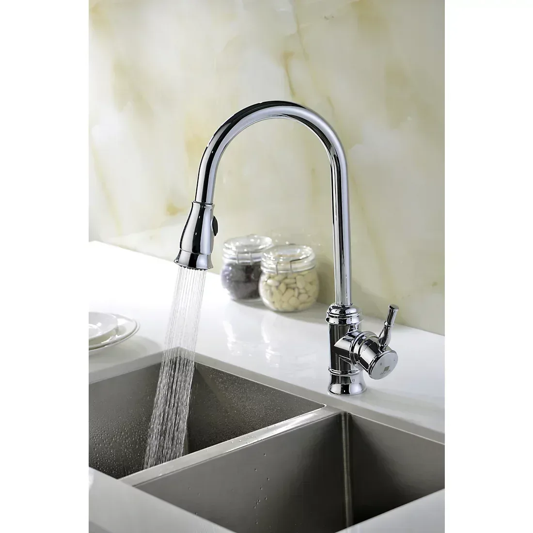 ANZZI Sails Pull-Down Single-Handle Kitchen Faucet - Chrome - Image 4