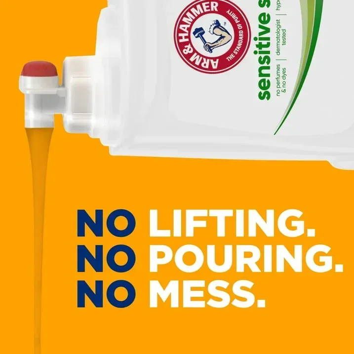 ARM & HAMMER Sensitive Skin Free & Clear Liquid Laundry Detergent Soap, 170 fl oz, 170 Loads - Image 2