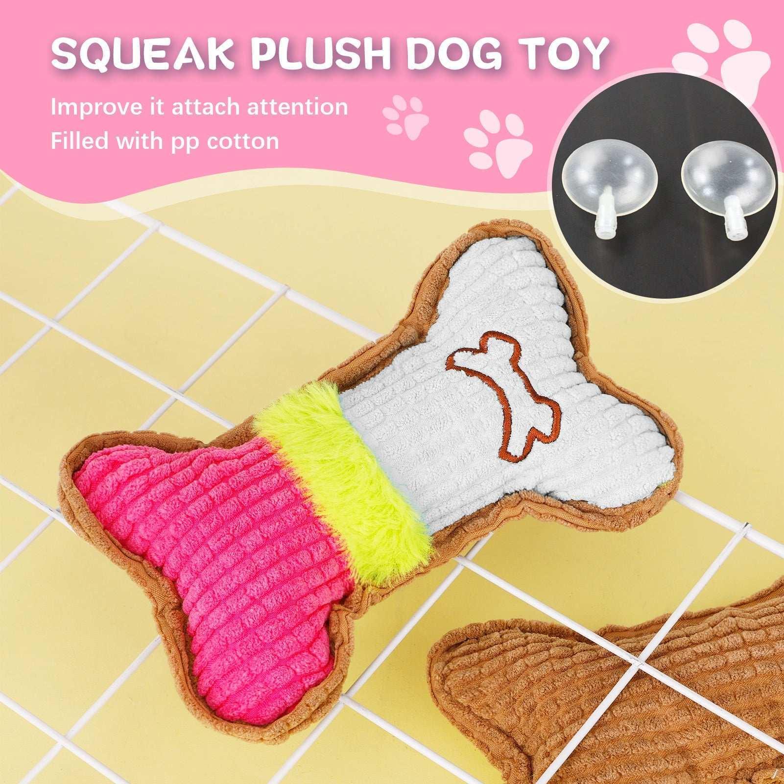 Armscye 5 Pack Puppy Chew Toys for Teething Small Dogs, Pink Rubber Puppy Teething Toys Plush Squeaky Dog Toys for Cleaning Teeth Interactive Pet Doggy Bone Toys - Image 2