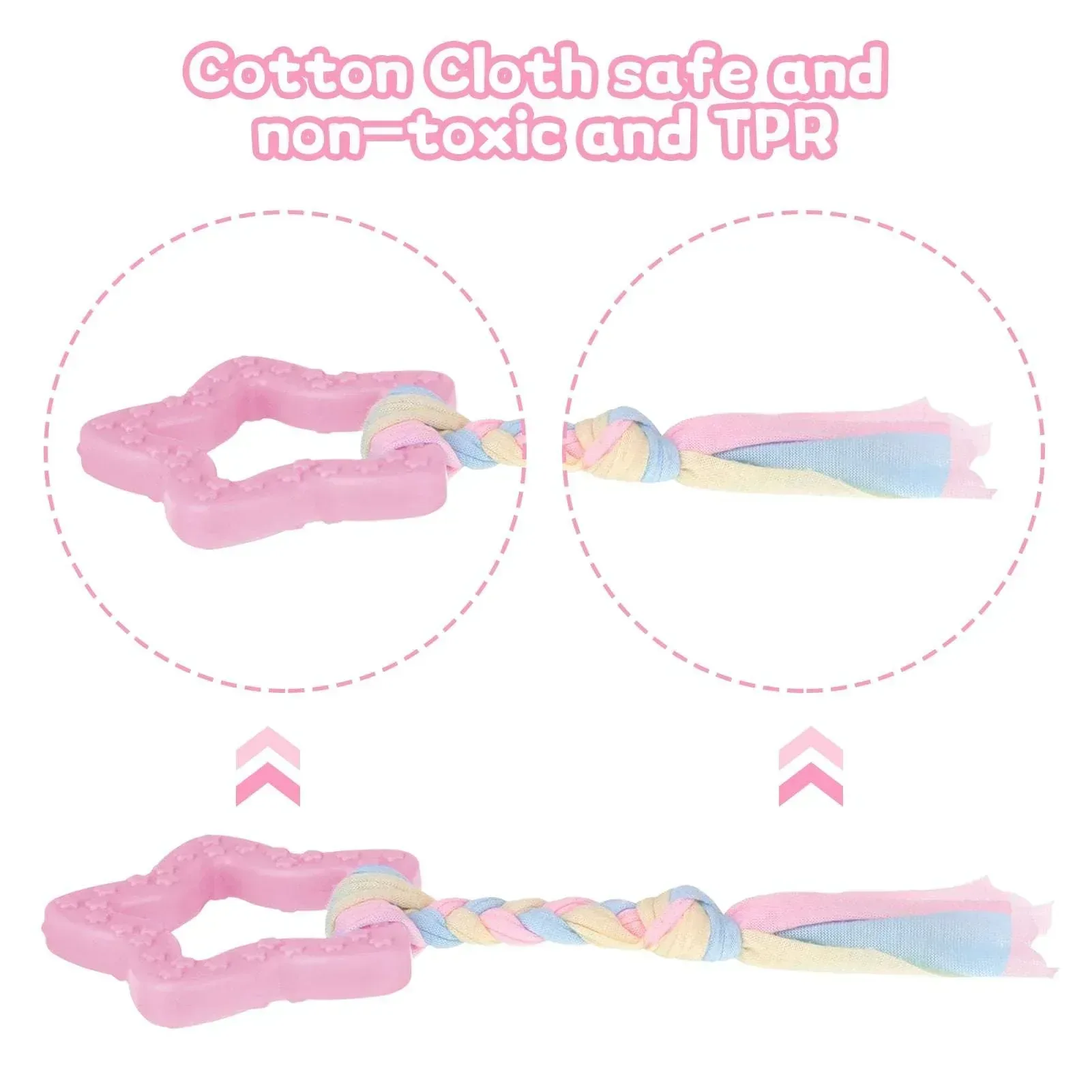 Armscye 5 Pack Puppy Chew Toys for Teething Small Dogs, Pink Rubber Puppy Teething Toys Plush Squeaky Dog Toys for Cleaning Teeth Interactive Pet Doggy Bone Toys - Image 4