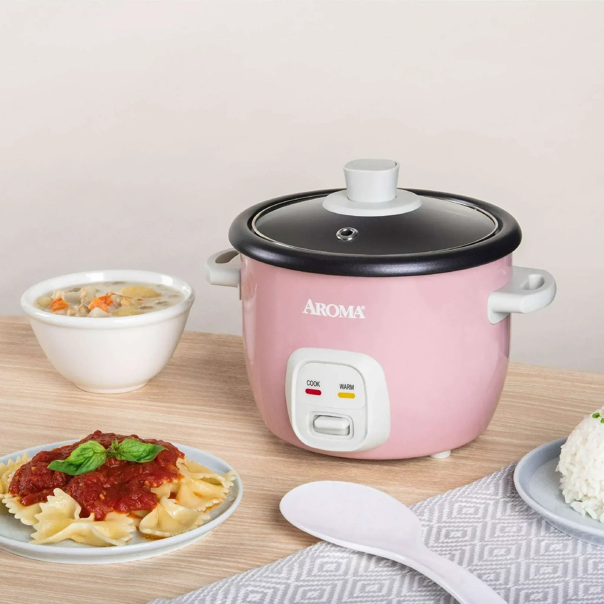 AROMA 4-Cup (Cooked) / 1 Qt. Rice & Grain Cooker, Pink - Image 3