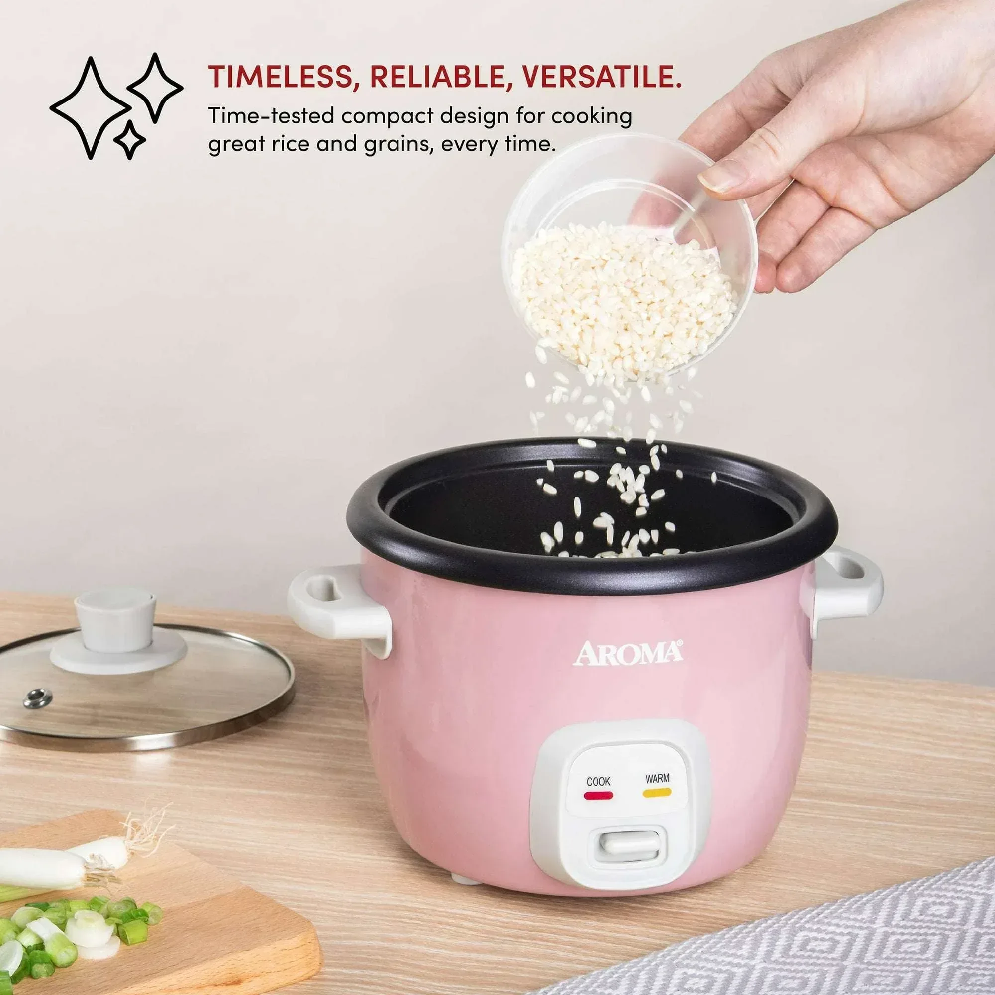 AROMA 4-Cup (Cooked) / 1 Qt. Rice & Grain Cooker, Pink - Image 5