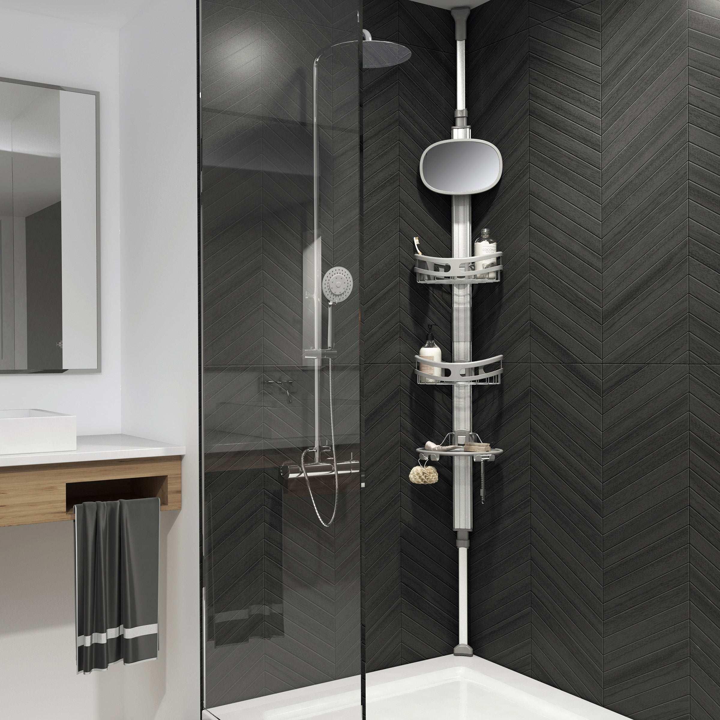 Artika Azzuro Standing Shower Caddy Light Gray - Image 6
