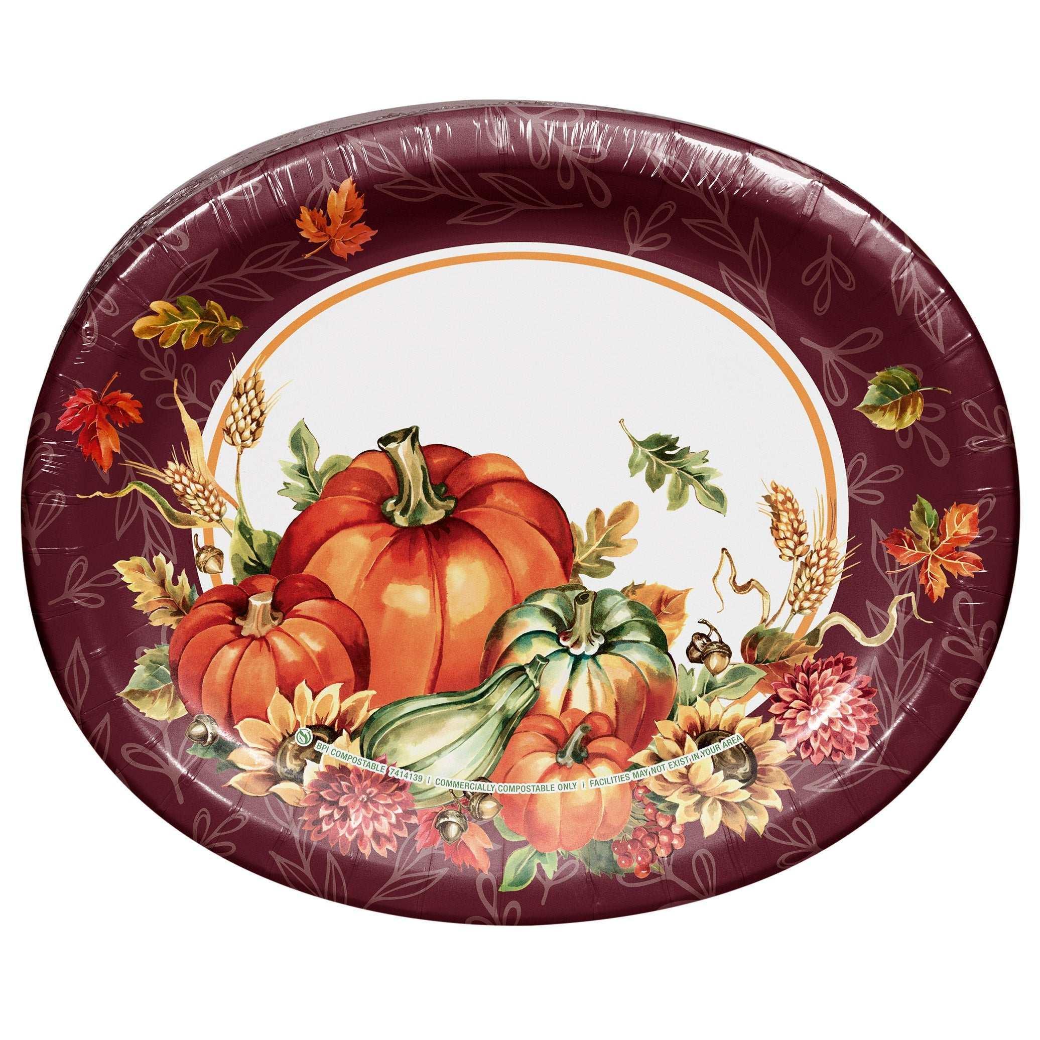 Artstyle Oval Paper Plate and Napkin Bundle, Spectacular Harvest, 200-count - Image 2