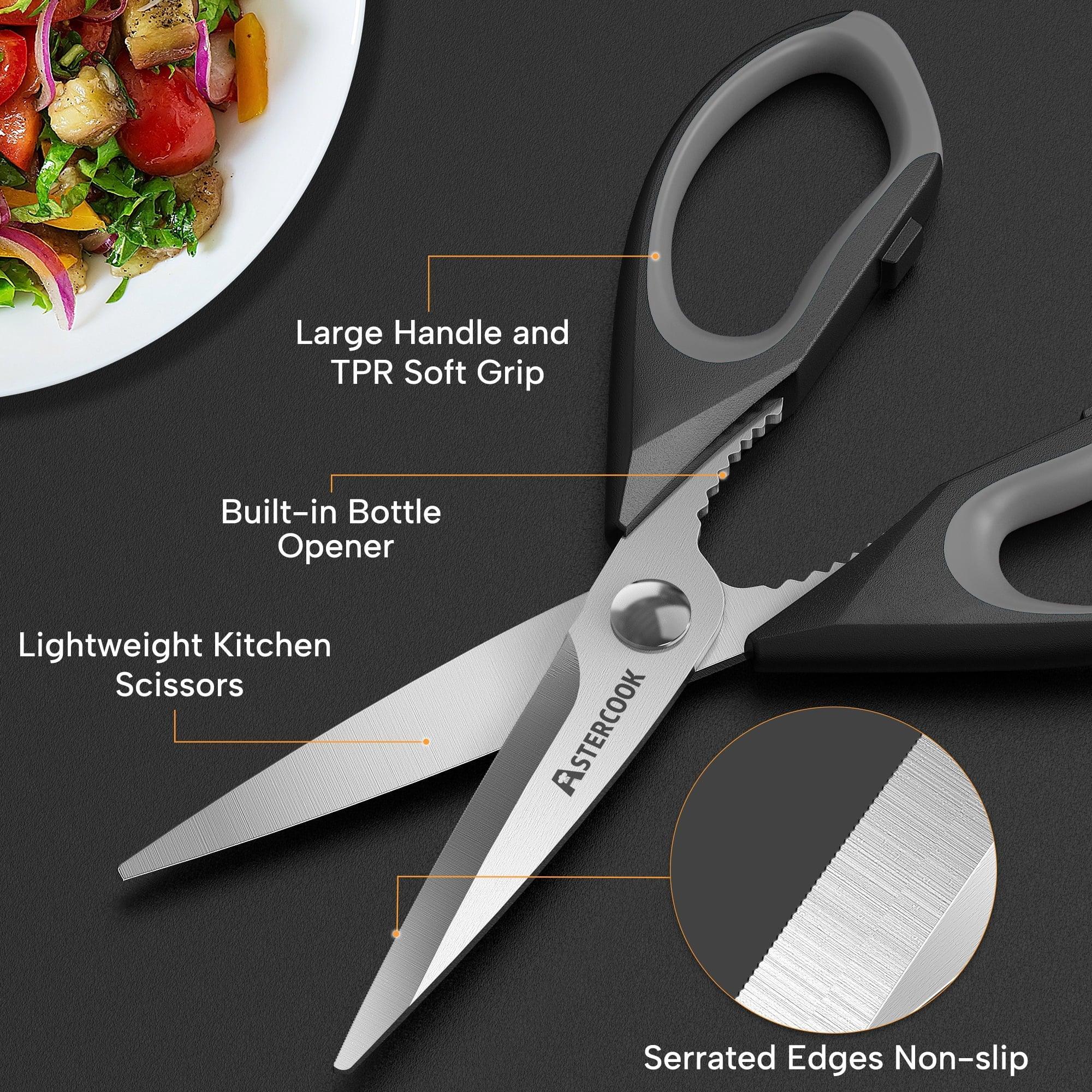 Astercook 2 Pcs Kitchen Scissors, Heavy Duty Shears with Serrated Blade, Ergonomic Handle Food Scissor for Poultry, Herbs, Vegetables Dishwasher Safe - Image 6