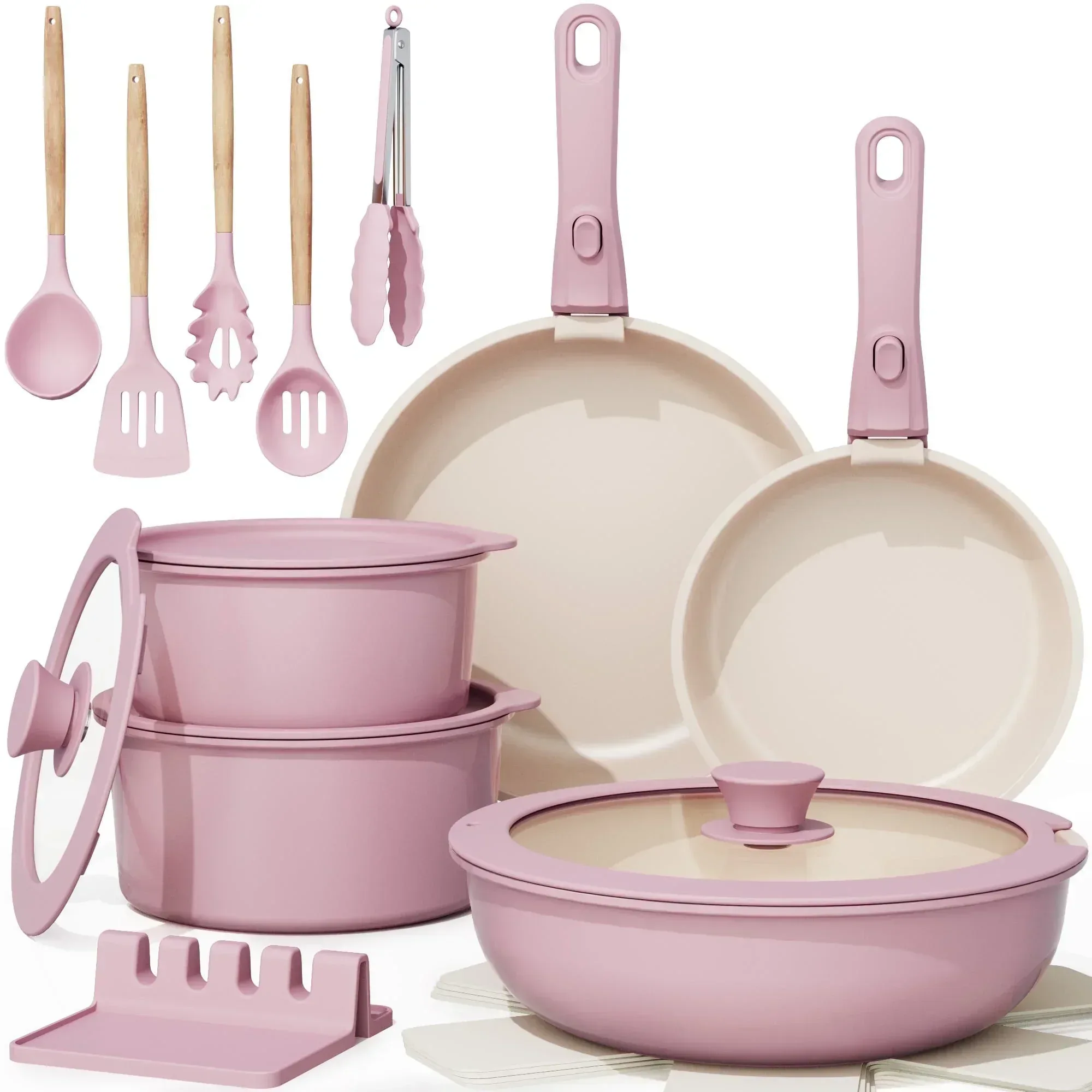 Astercook 20-Piece Pots and Pans Set, Nonstick Cookware Set with Detachable Handles, Oven & Dishwasher Safe, Induction Compatible, Stackable RV Kitchen Cooking Set - Image 10