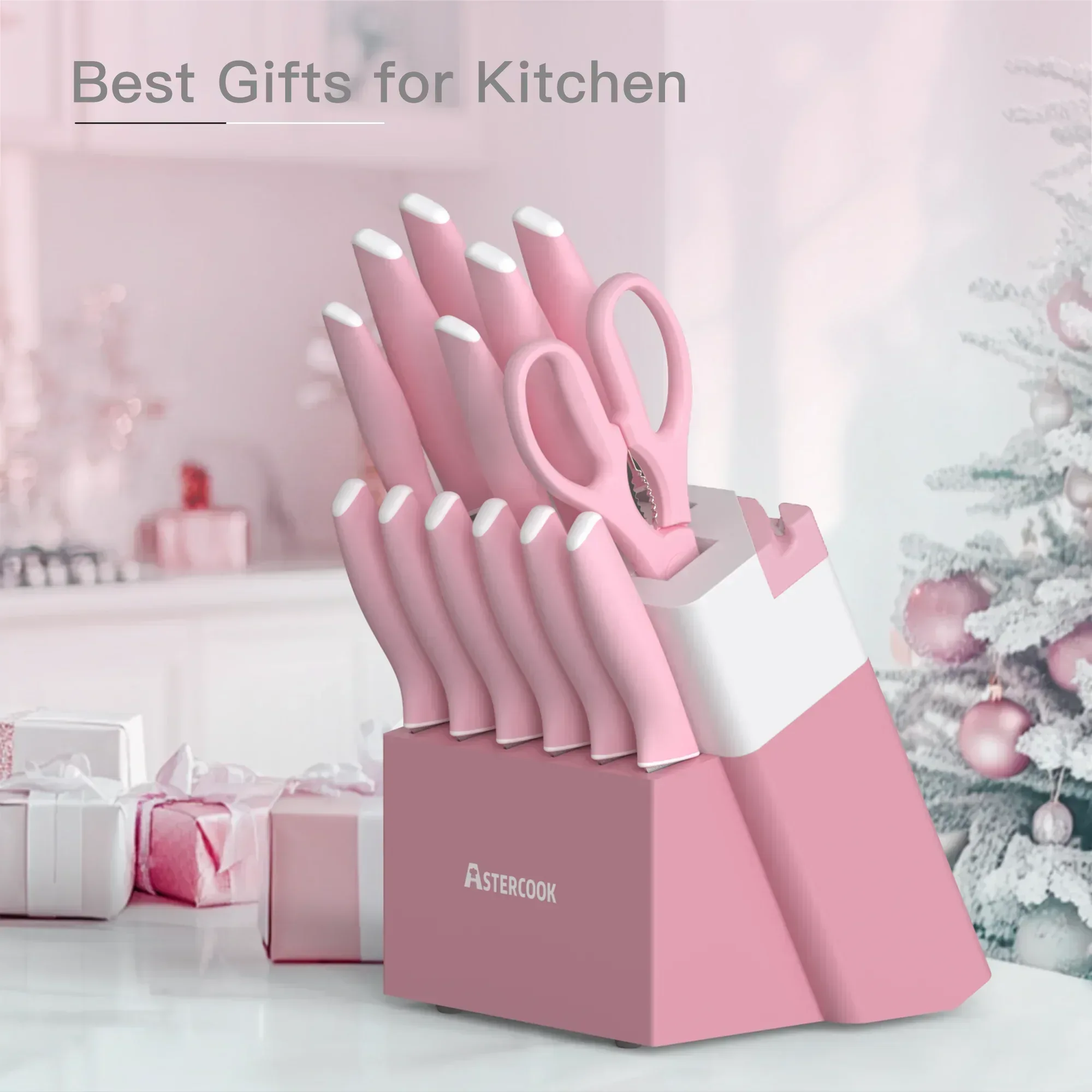 Astercook Knife Set, 14 Pieces Kitchen Knives Set with Healthy Anti-Rust Coating, Stainless Steel Knife Sets with Built-in Sharpener, Sharp & Rust Resistant Dishwasher Safe - Image 16