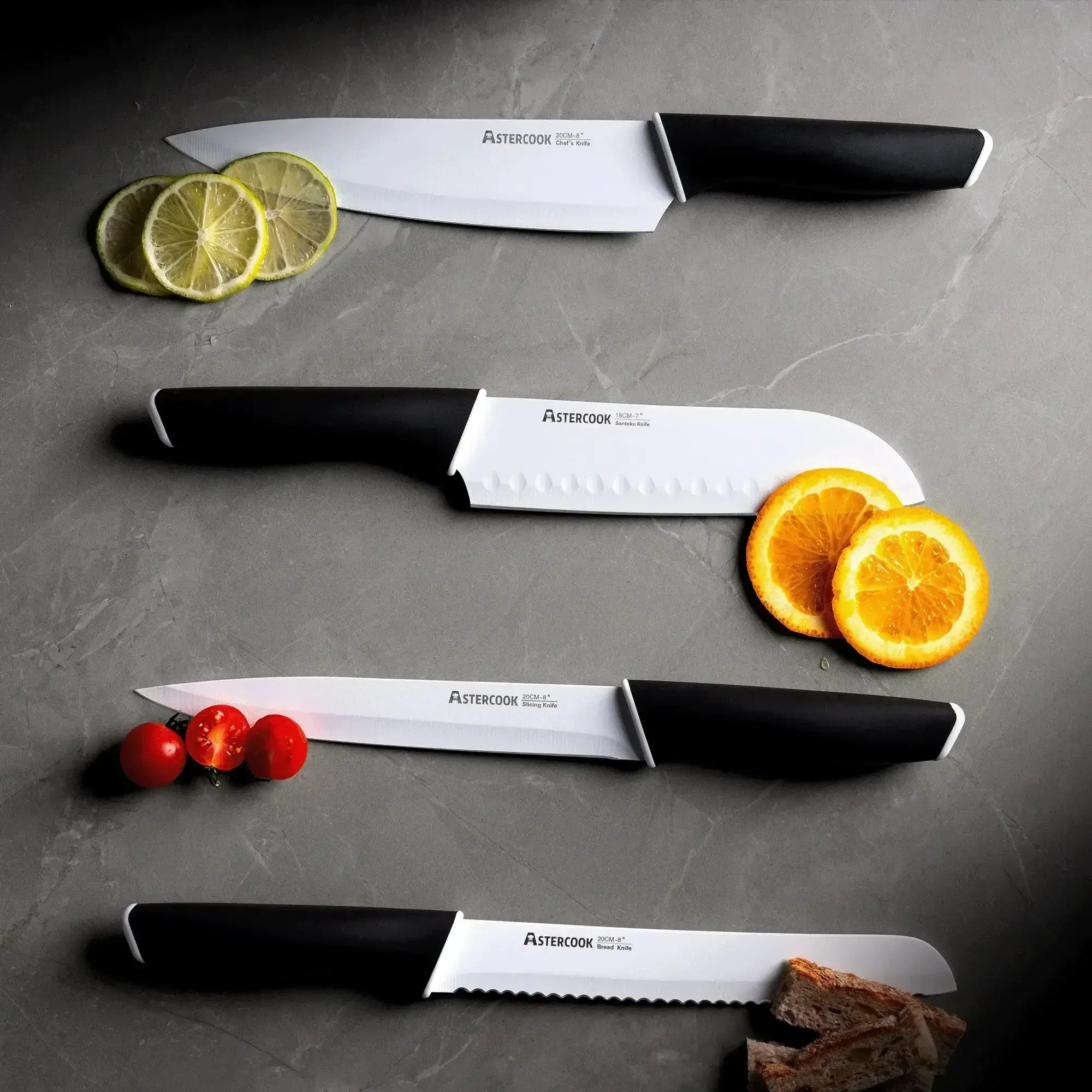 Astercook Knife Set, 14 Pieces Kitchen Knives Set with Healthy Anti-Rust Coating, Stainless Steel Knife Sets with Built-in Sharpener, Sharp & Rust Resistant Dishwasher Safe - Image 7