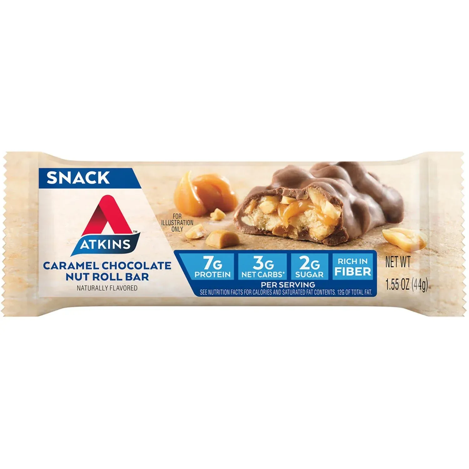 Atkins Anytime Snacks, Snack Bar, Caramel Chocolate Nut Roll, 18 ct. - Image 2
