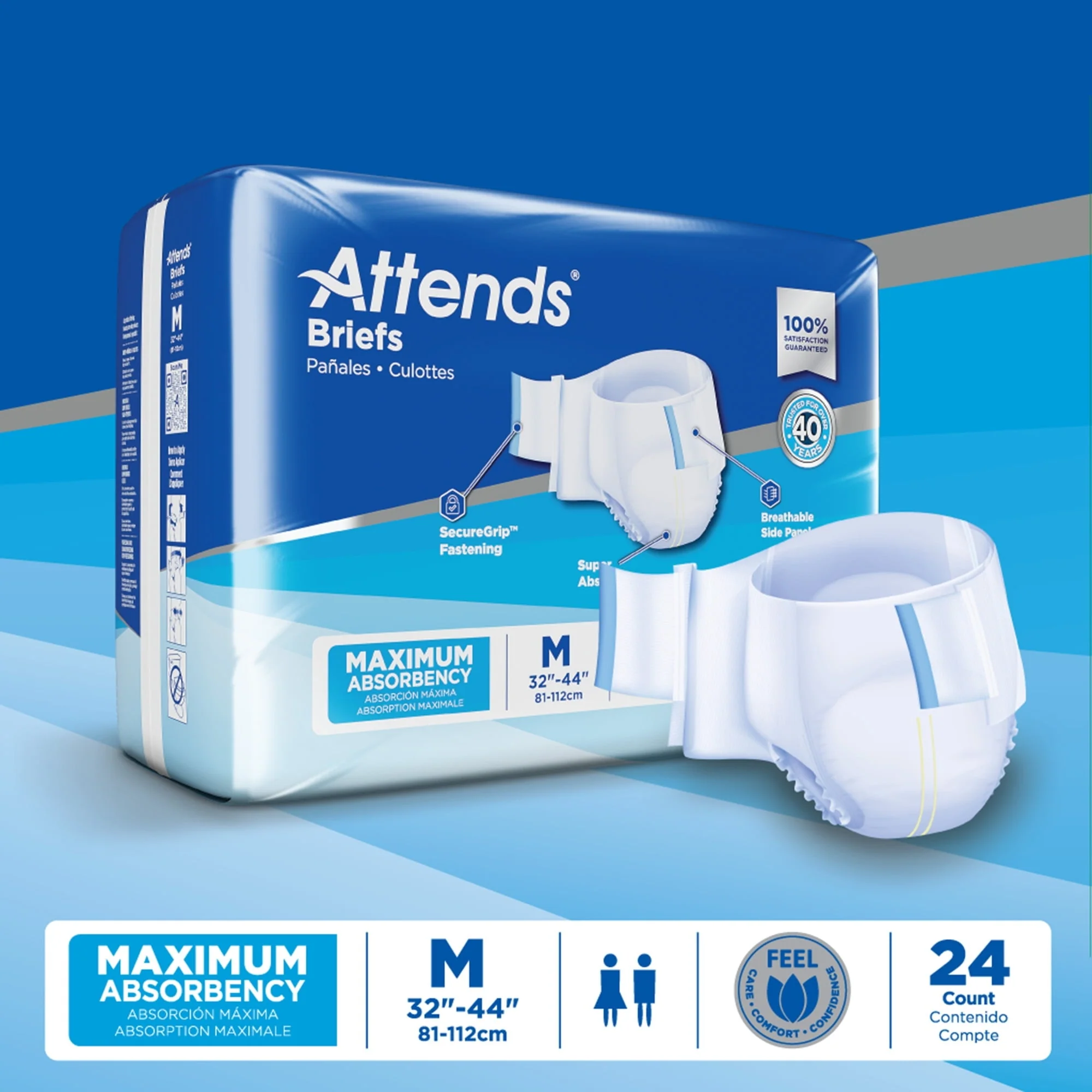 Attends Adult Incontinence Brief M Heavy Absorbency Contoured, DDA20, Heavy to Severe, 24 Ct - Image 2