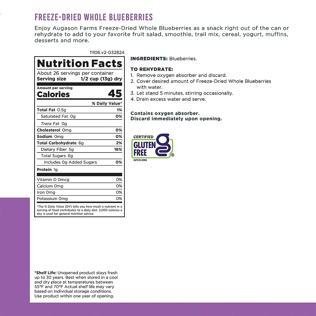 Augason Farms Freeze Dried Whole Blueberries Can, 12 oz. - Image 4