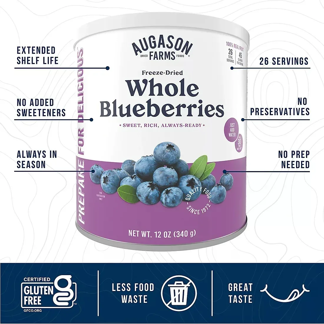 Augason Farms Freeze Dried Whole Blueberries Can, 12 oz. - Image 5