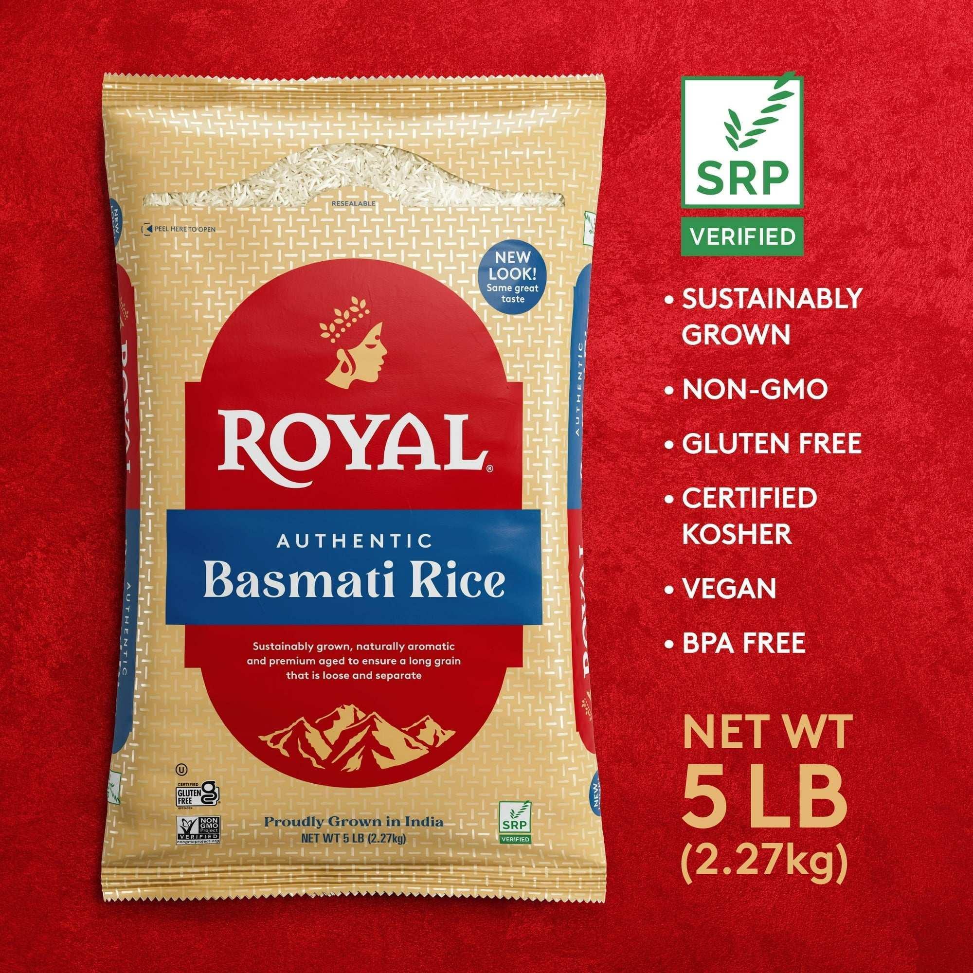 Authentic Royal Naturally Aged Indian White Basmati Rice, Long-Grain, Gluten-free - 5 lbs - Image 2