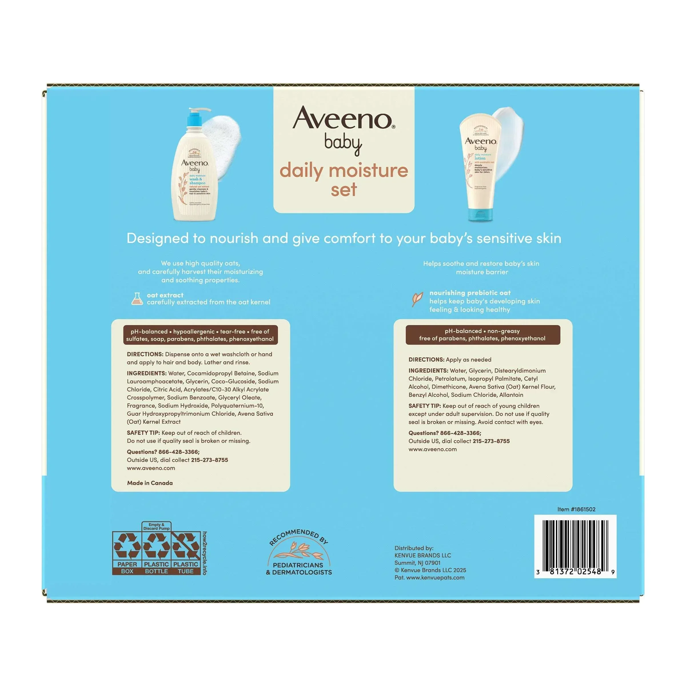 Aveeno Baby Moisture Set, 2 Wash & Shampoo + Lotion, 44 fl oz - Image 2