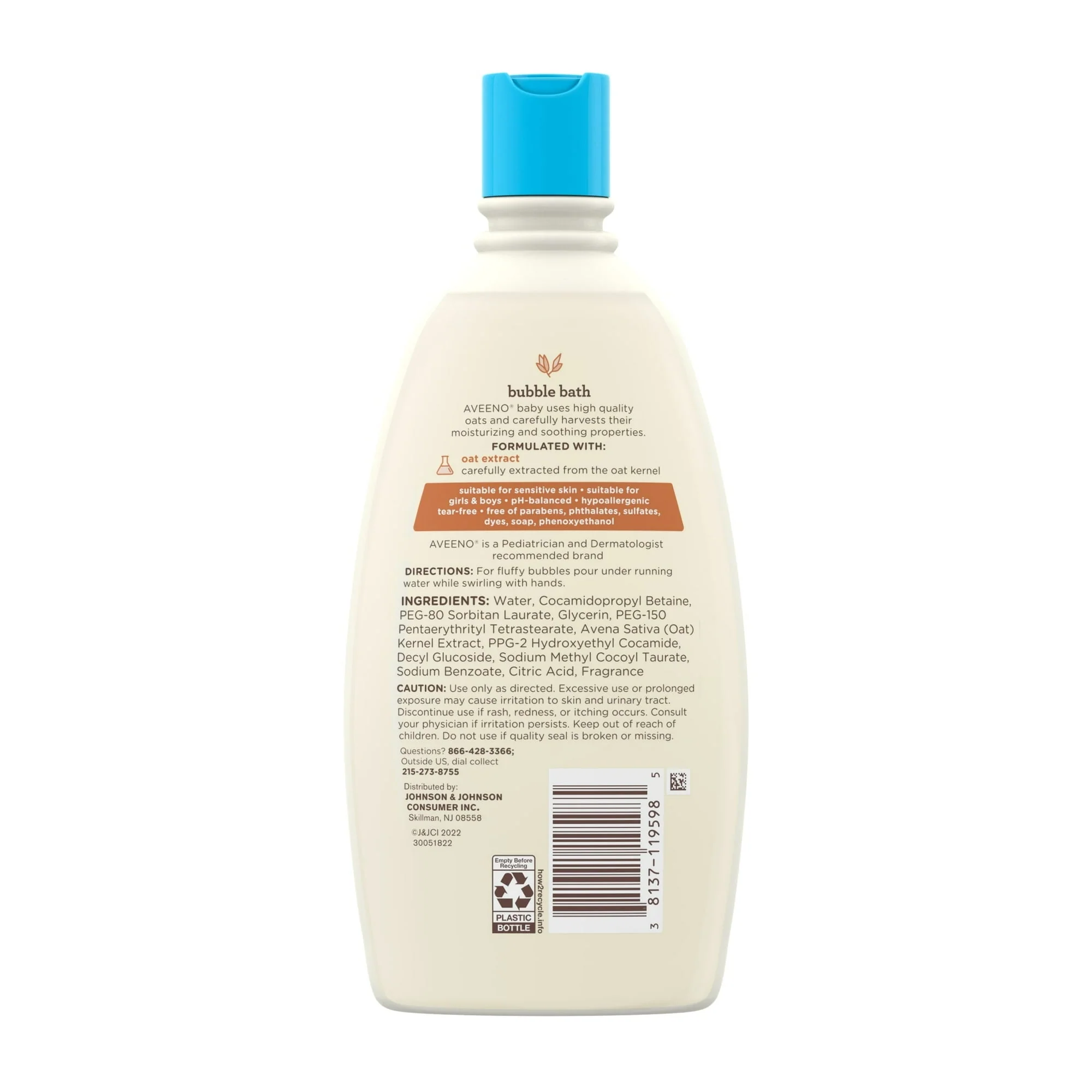 Aveeno Baby Sensitive Skin Bubble Bath with Oat Extract, 19.2 fl. oz - Image 6