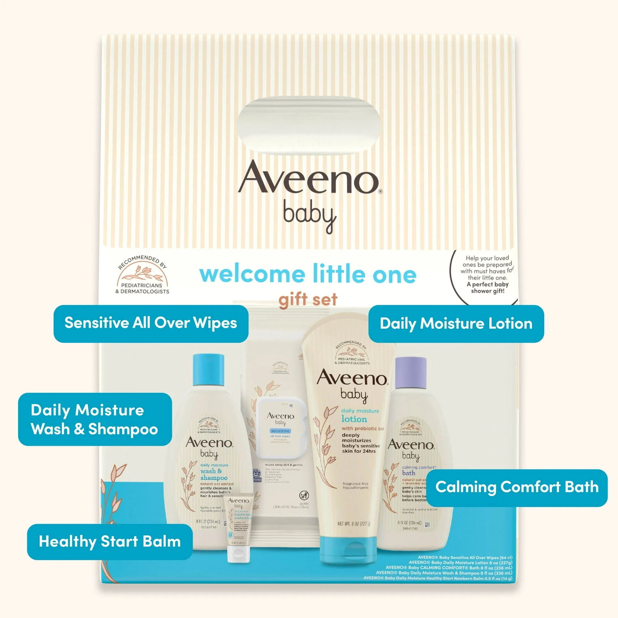 Aveeno Baby Welcome Little One Gift Set, Nourishing Oat, 5 items - Image 6