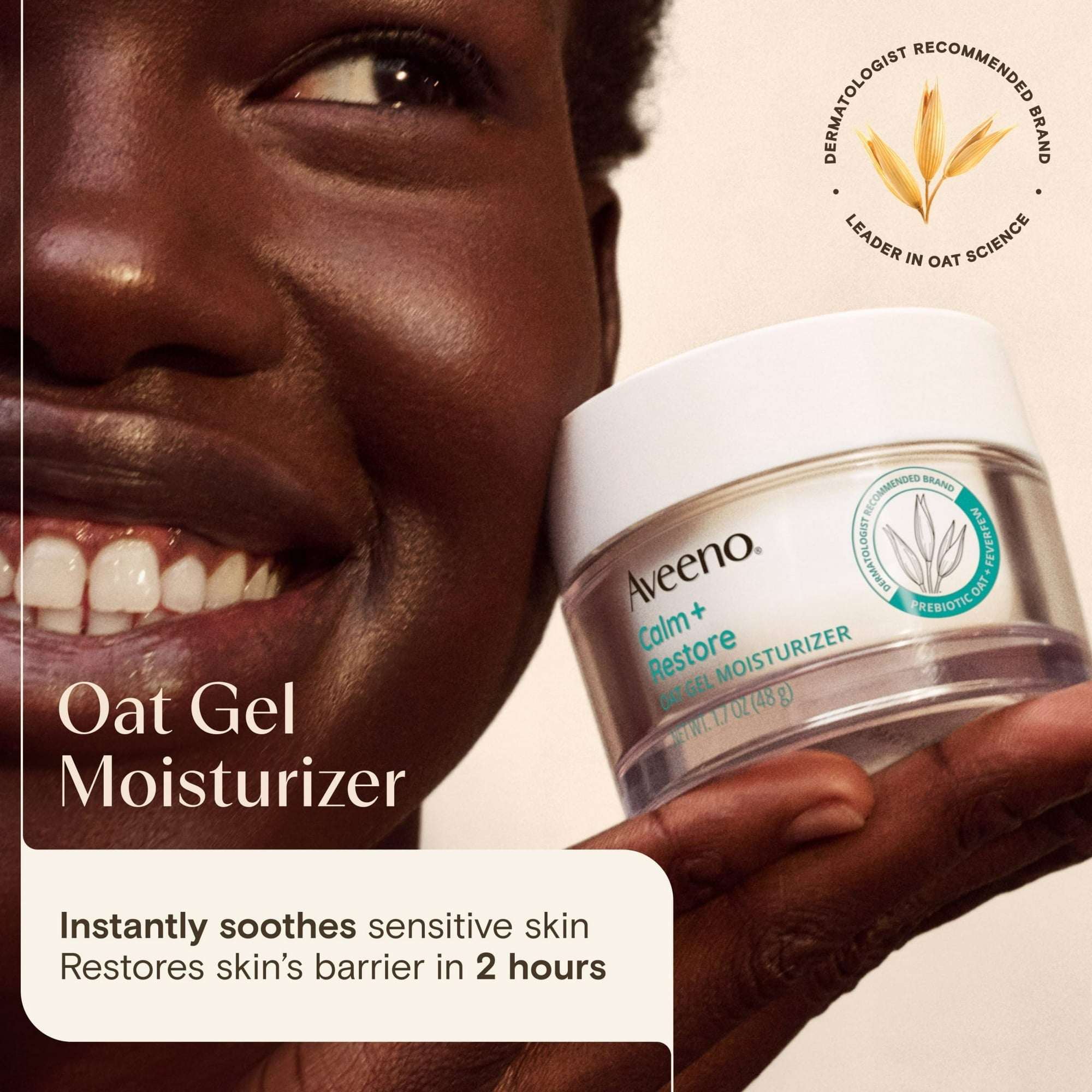 Aveeno Calm + Restore Oat Gel Face Moisturizer for Sensitive Skin, Face Cream, 1.7 oz - Image 3