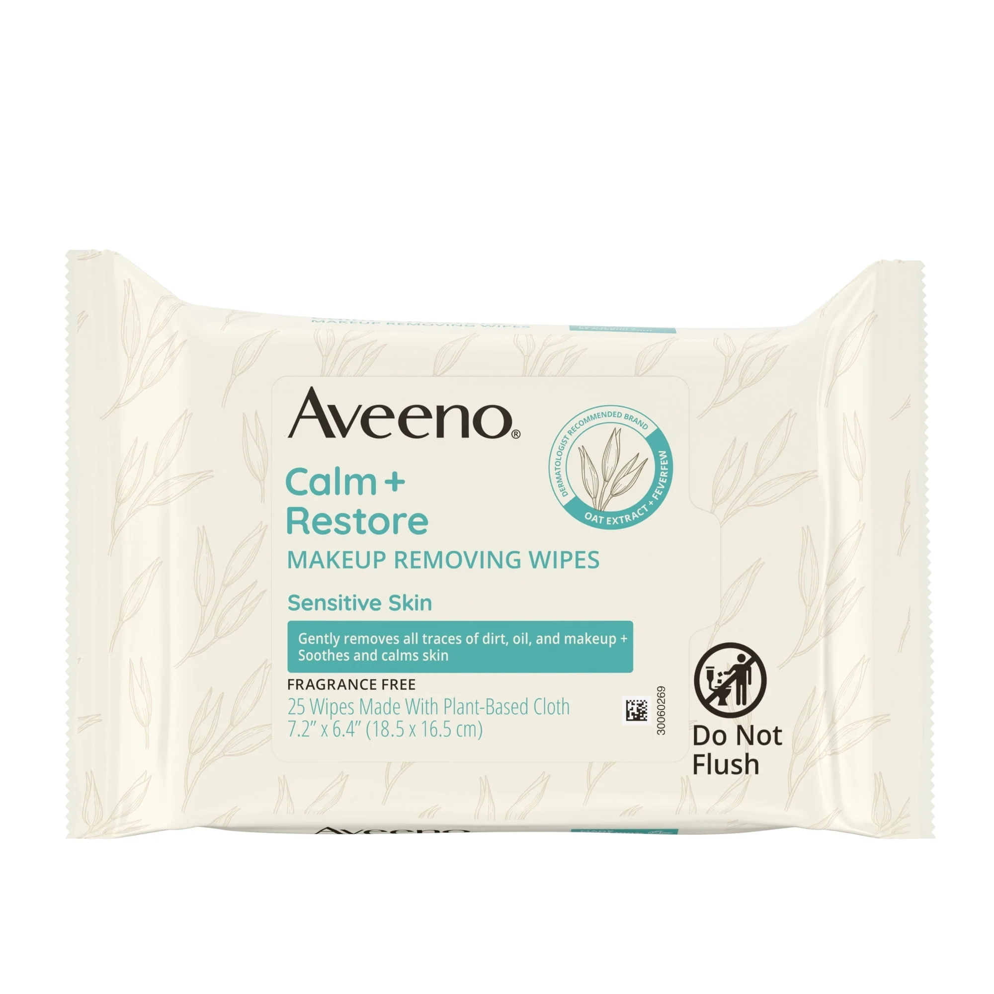 Aveeno Calm + Restore Unscented Makeup Remover Facial Wipes, 25 Count