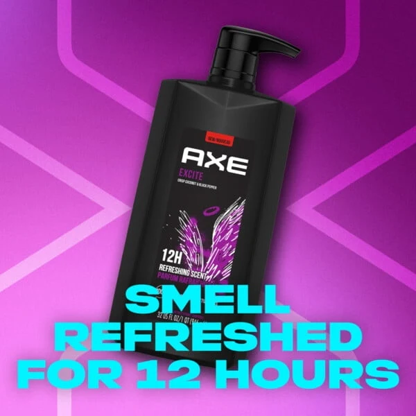 Axe Excite Refreshing Long Lasting Men's Body Wash All Skin Crisp Coconut & Black Pepper, 32 oz - Image 5