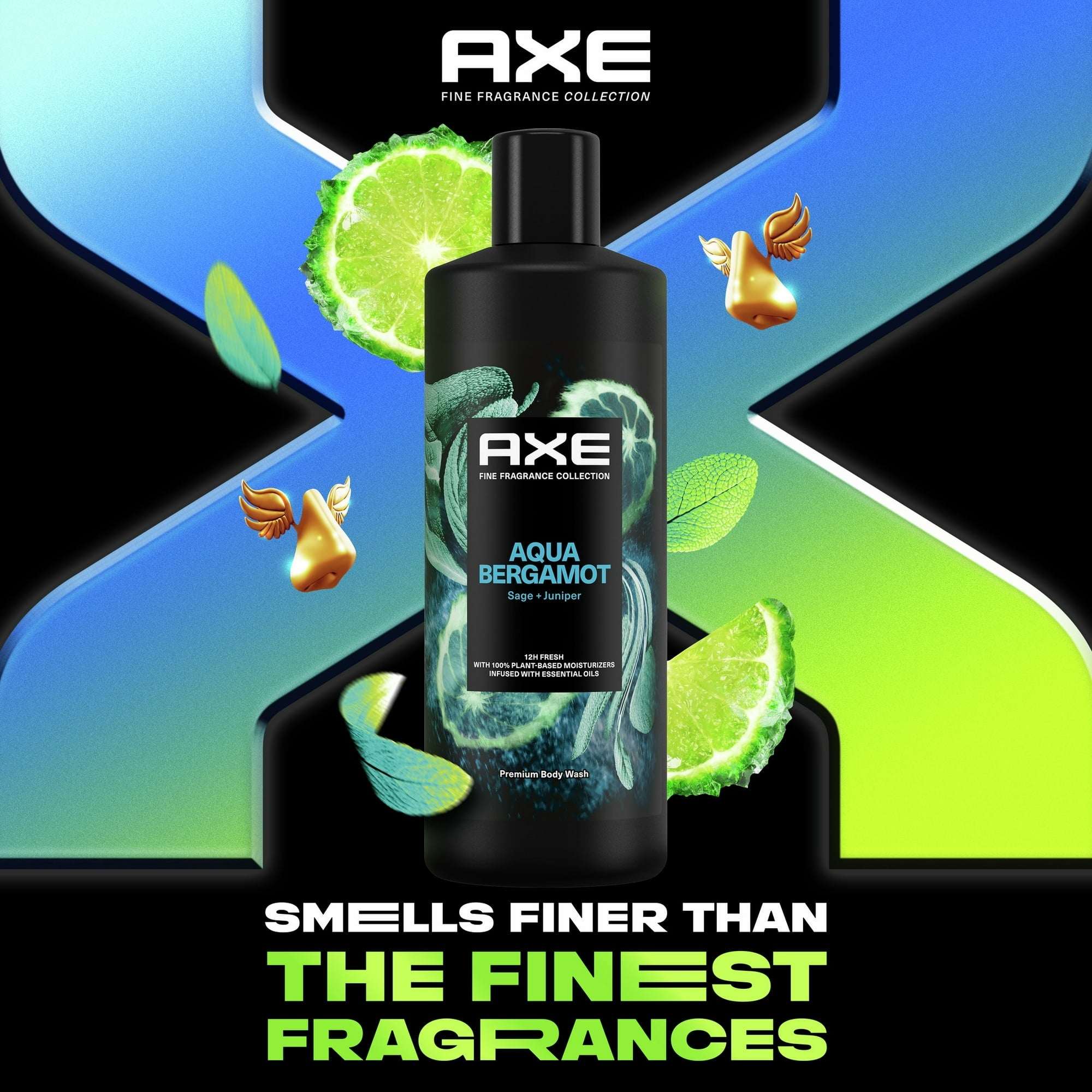 Axe Fine Fragrance Long Lasting Men's Body Wash Aqua Bergamot, 18 oz - Image 3