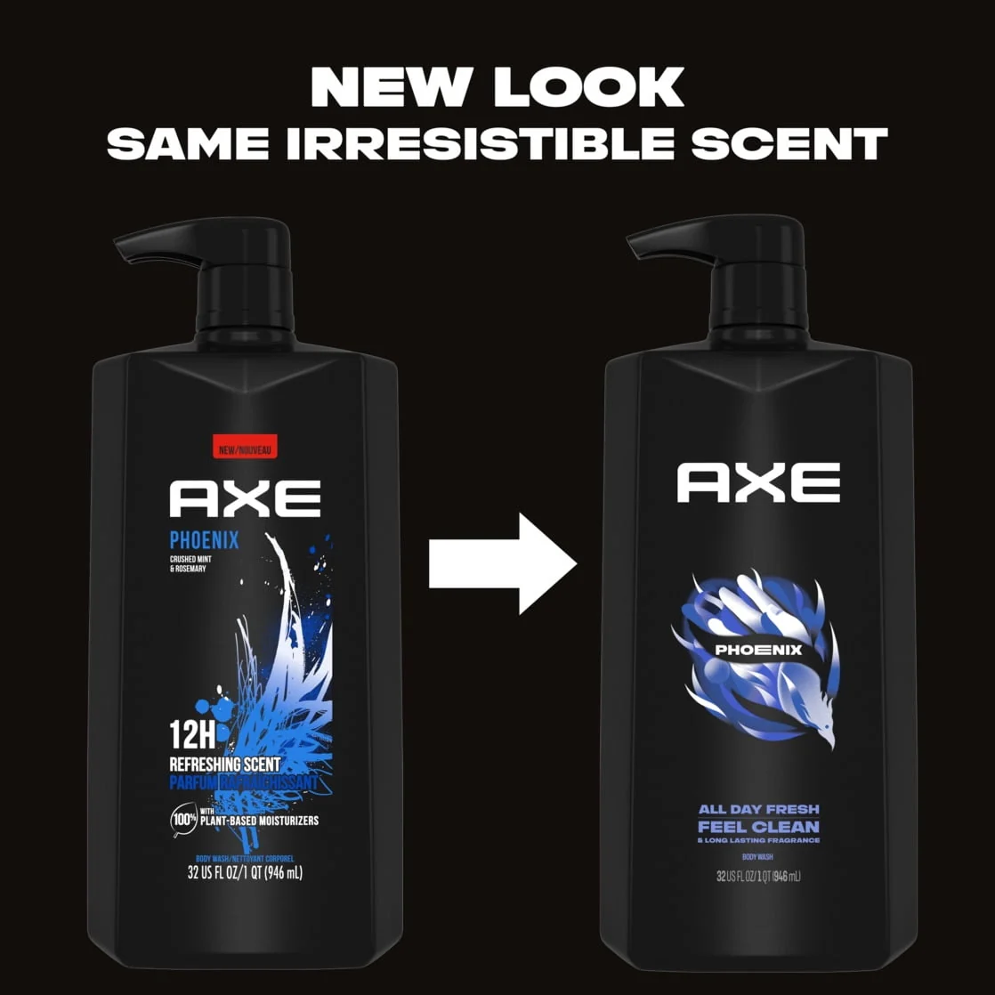 AXE Men's Liquid Body Wash & Shower Gel with Pump Phoenix Crushed Mint & Rosemary, 32 fl oz - Image 3