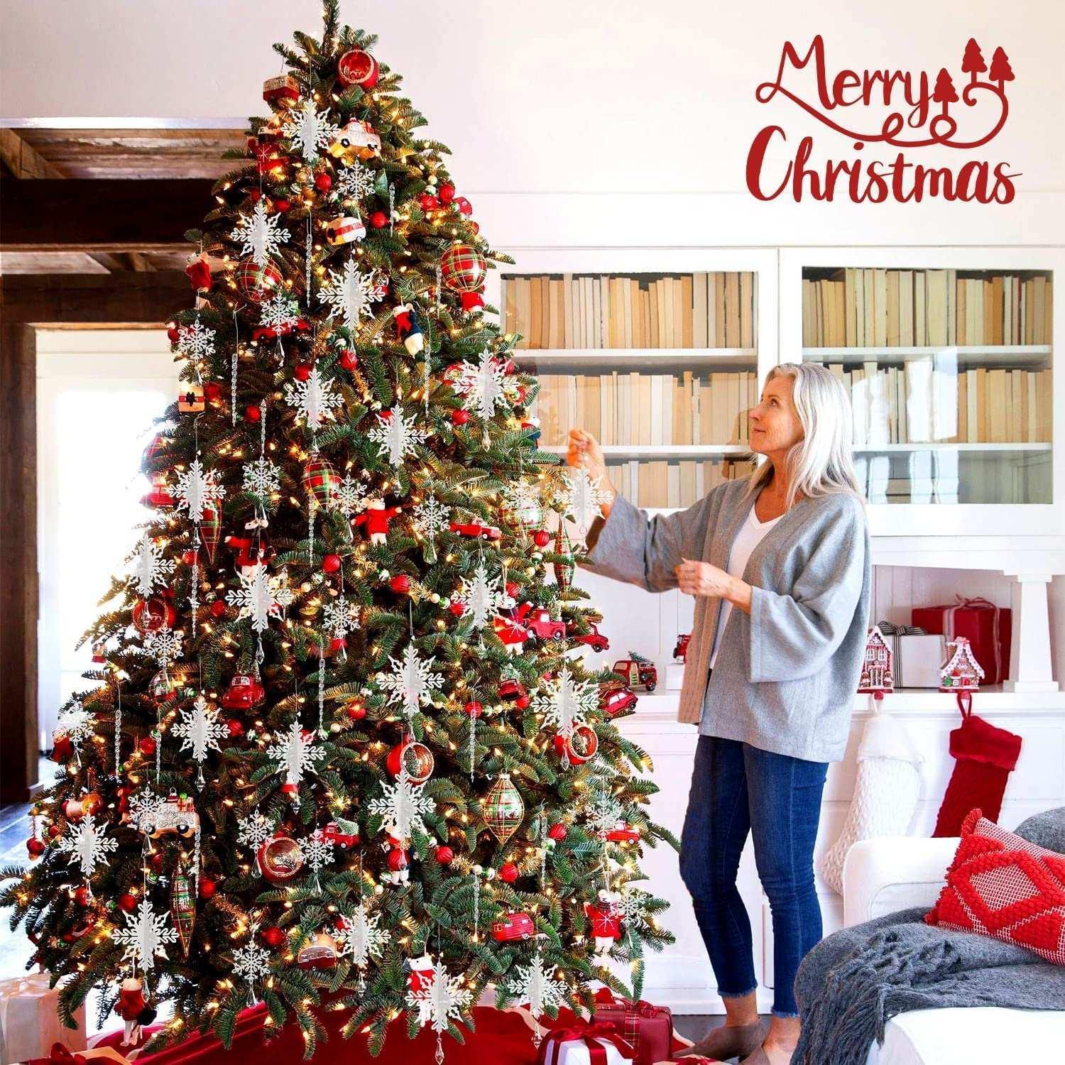 Ayieyill 24 Pieces Christmas Snowflake Drop Ornament Acrylic Icicle Christmas Hanging Acrylic Crystal Snowflake Decoration Hanging Acrylic Snowflakes (Clear) - Image 3
